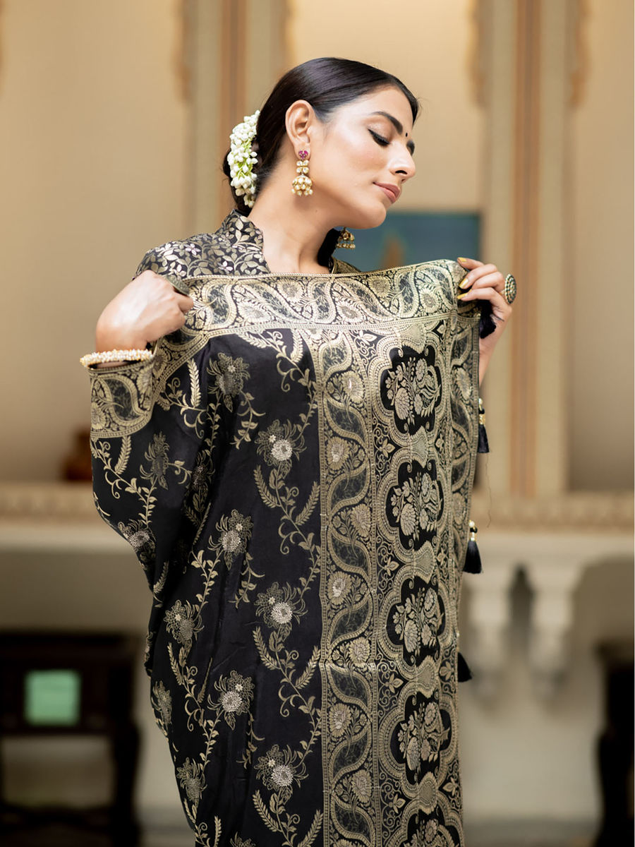 Runglory Luxurious Legacy Black and Gold Silk Saree-Minimum Qty -10 Pic