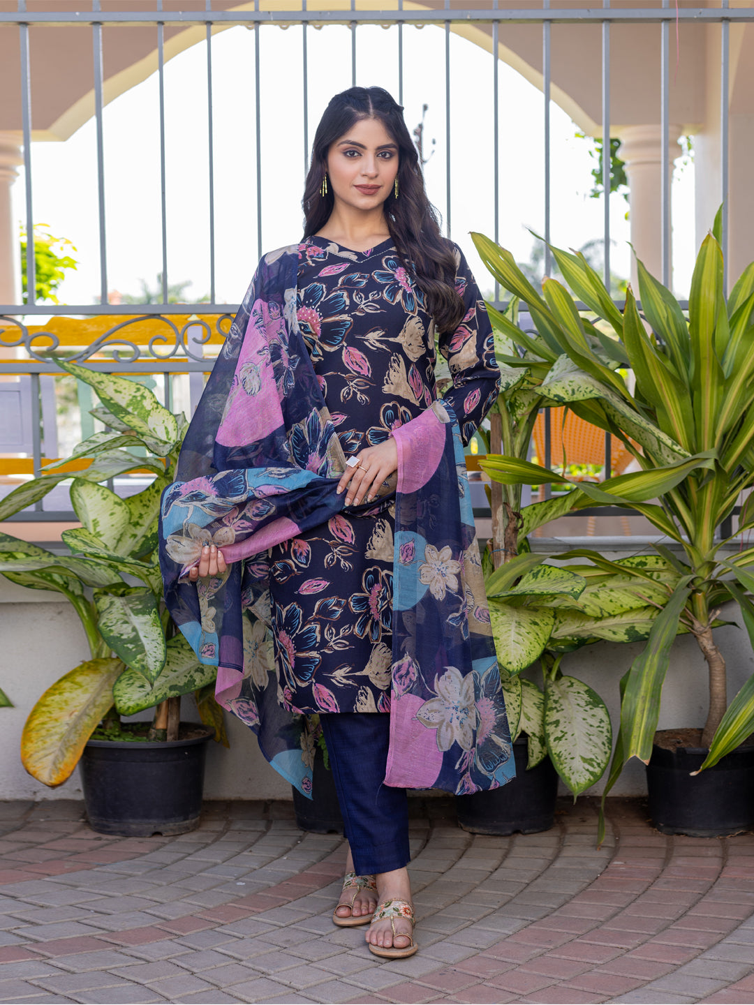 Trendy Festival Wear | Cotton Kurti Pant with Dupatta (Fully Stitched)