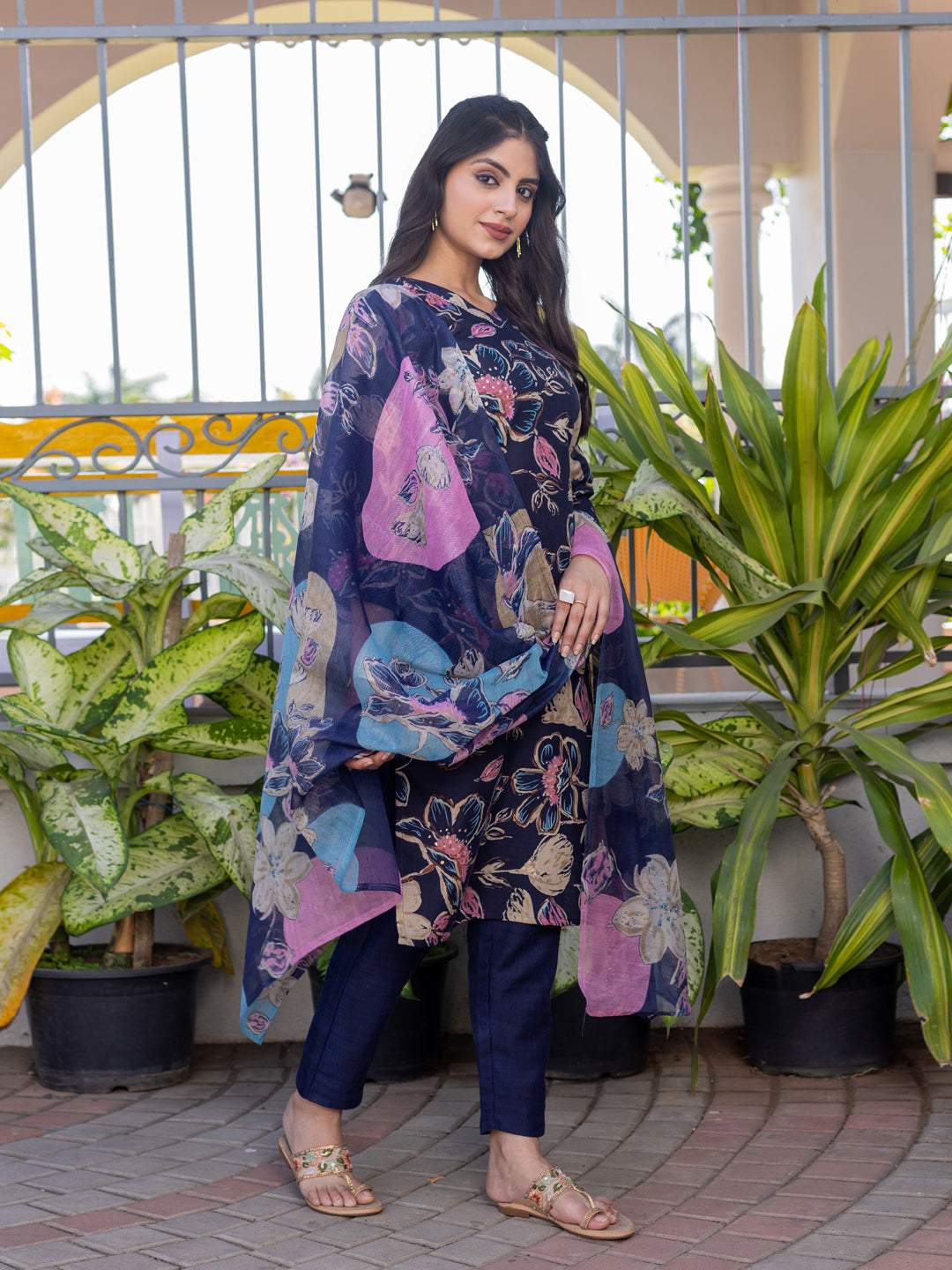 Trendy Festival Wear | Cotton Kurti Pant with Dupatta (Fully Stitched)