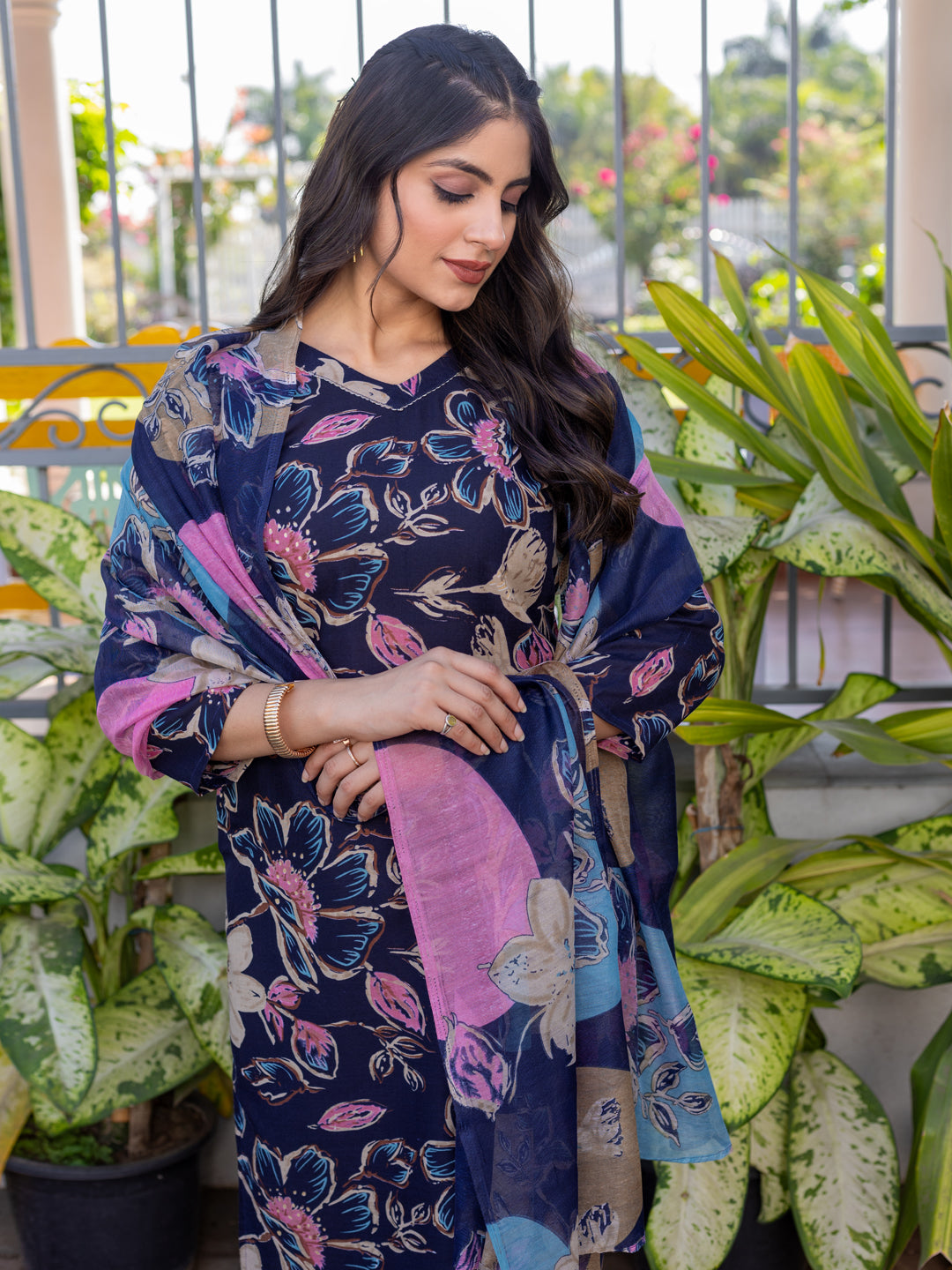 Trendy Festival Wear | Cotton Kurti Pant with Dupatta (Fully Stitched)