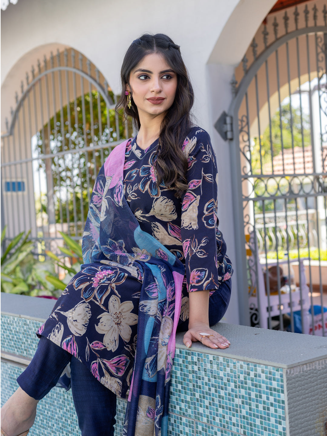 Trendy Festival Wear | Cotton Kurti Pant with Dupatta (Fully Stitched)