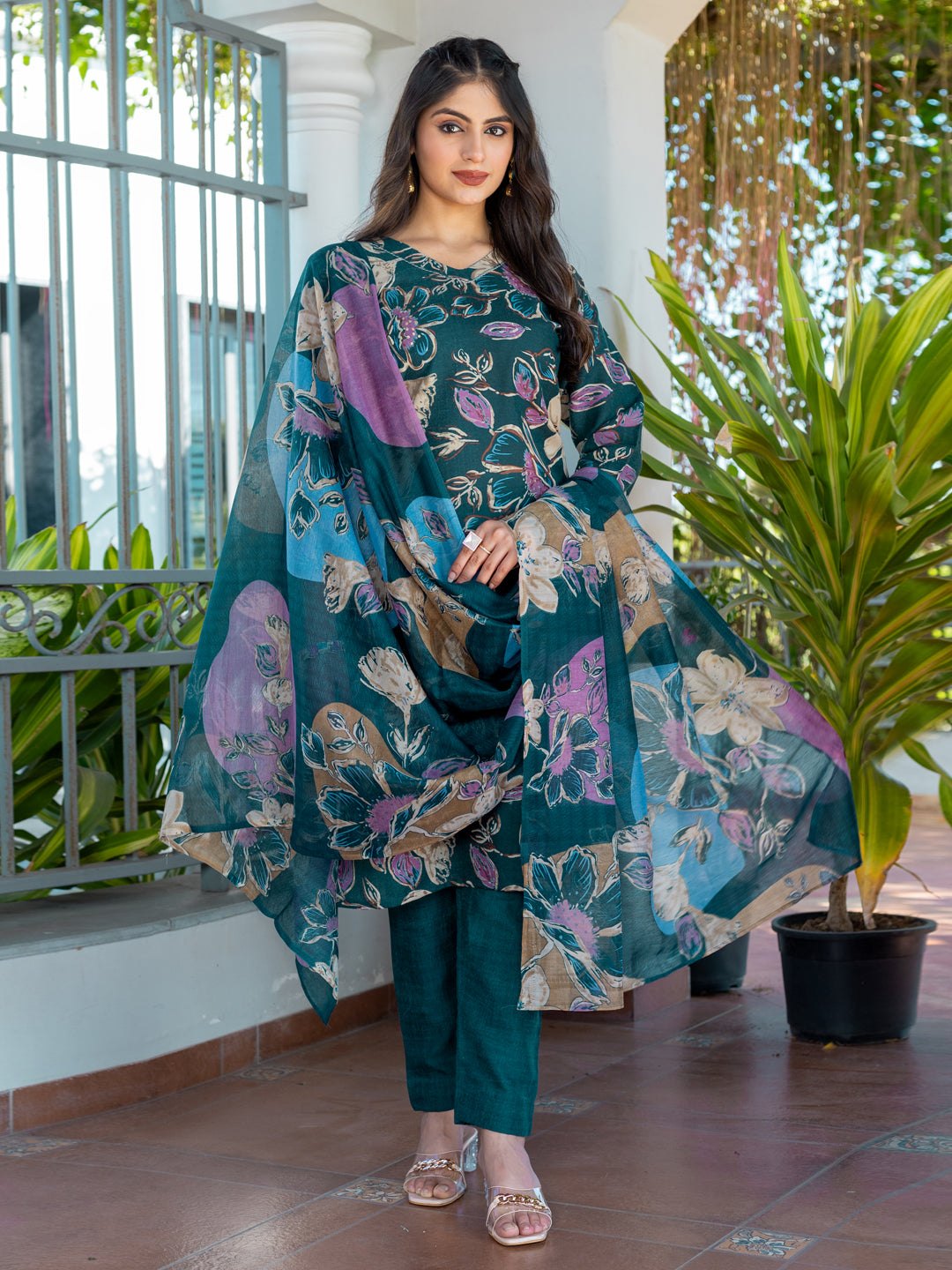 Fully Stitched Kurti Pant Dupatta Set | Stylish Cotton Festive Collection