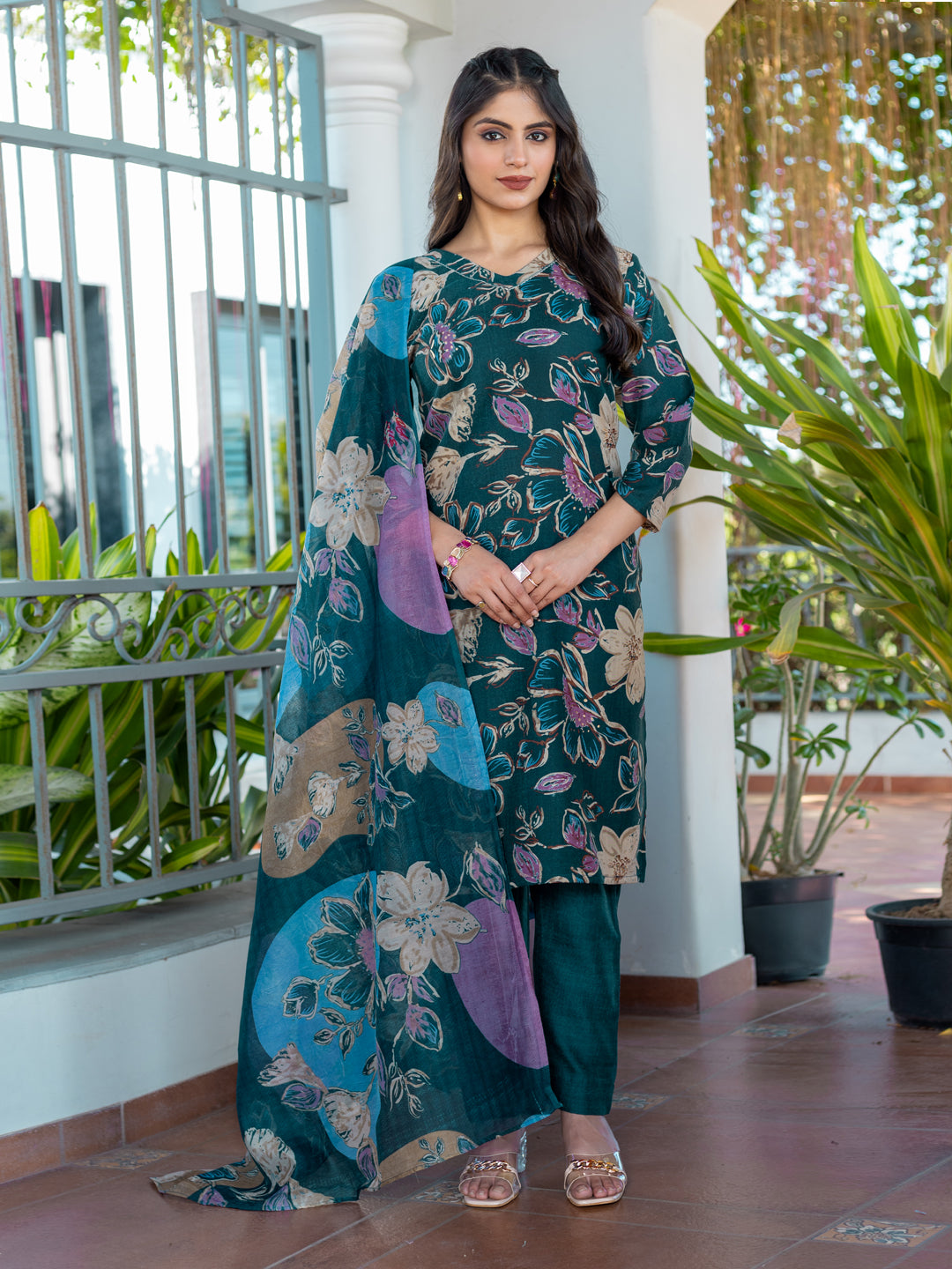 Fully Stitched Kurti Pant Dupatta Set | Stylish Cotton Festive Collection