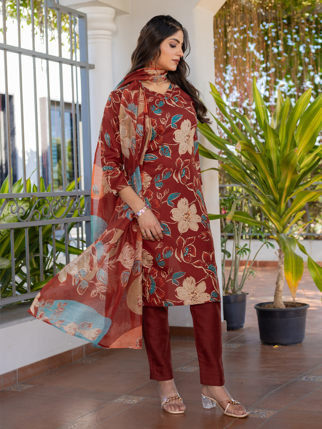 Designer Festival Kurti Set | Cotton Fabric | Pant And Dupatta Included