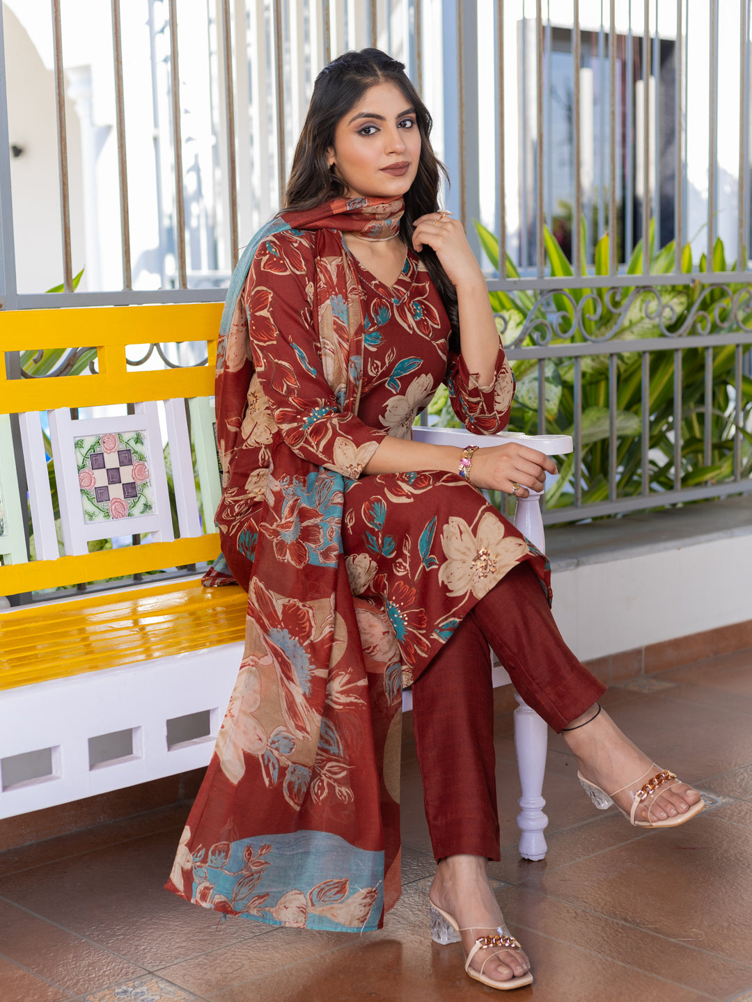 Designer Festival Kurti Set | Cotton Fabric | Pant And Dupatta Included