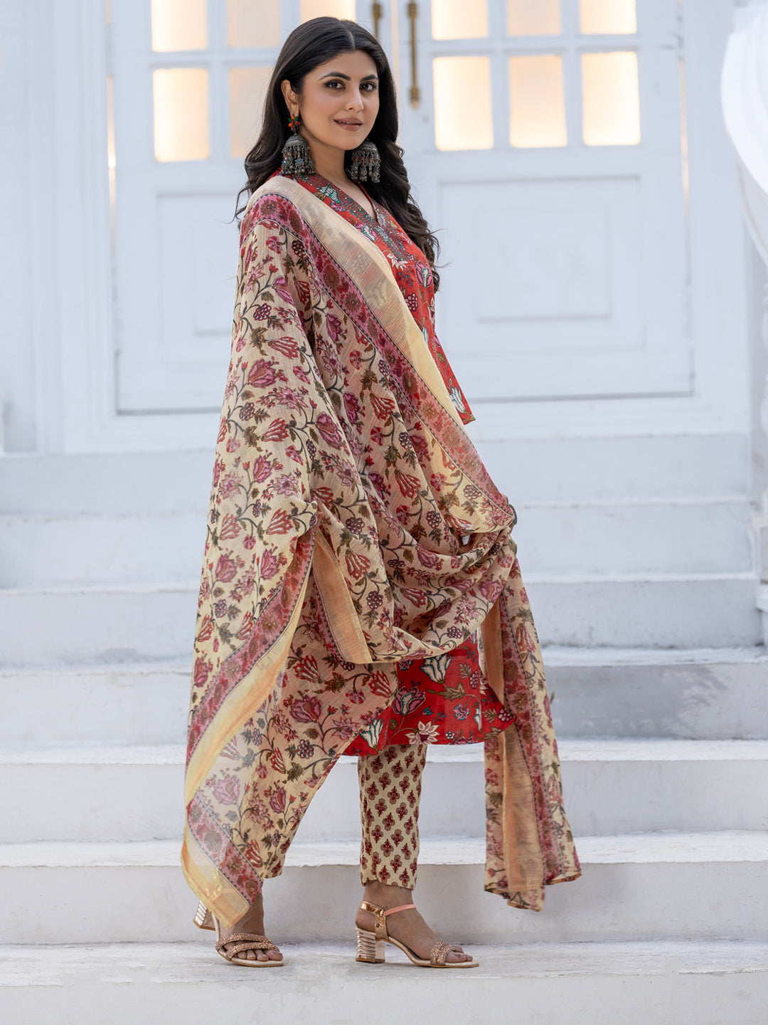 Trendy Cotton Kurti with Matching Pant And Dupatta | Festive Wear