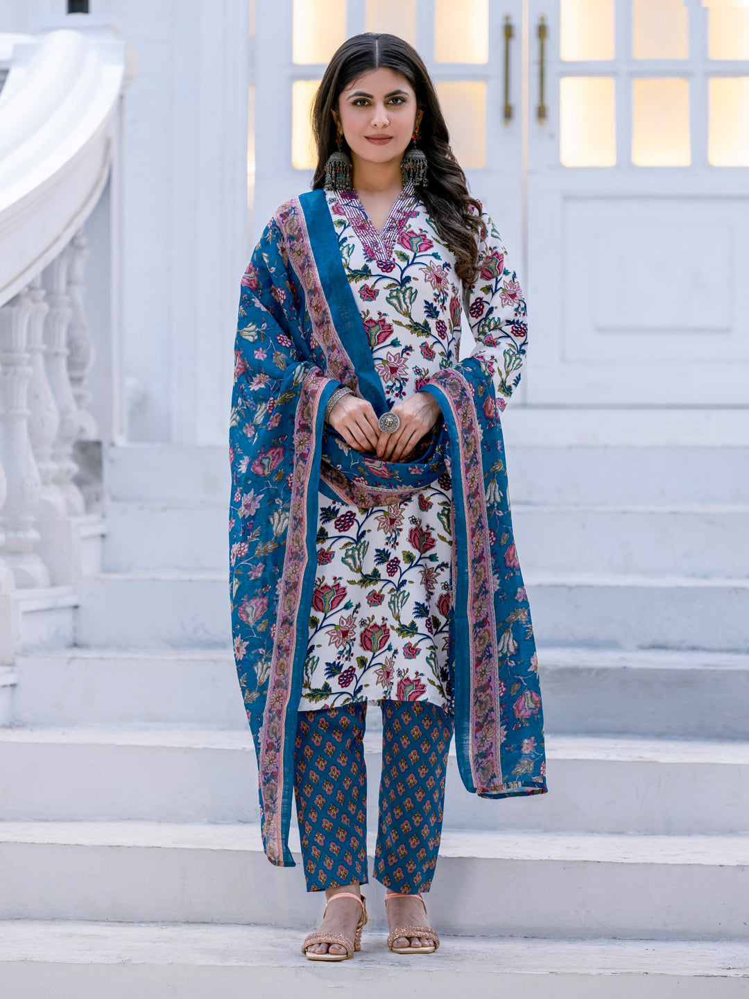 Cotton Kurti Pant Dupatta Ensemble | Festive Edition | Ready to Wear