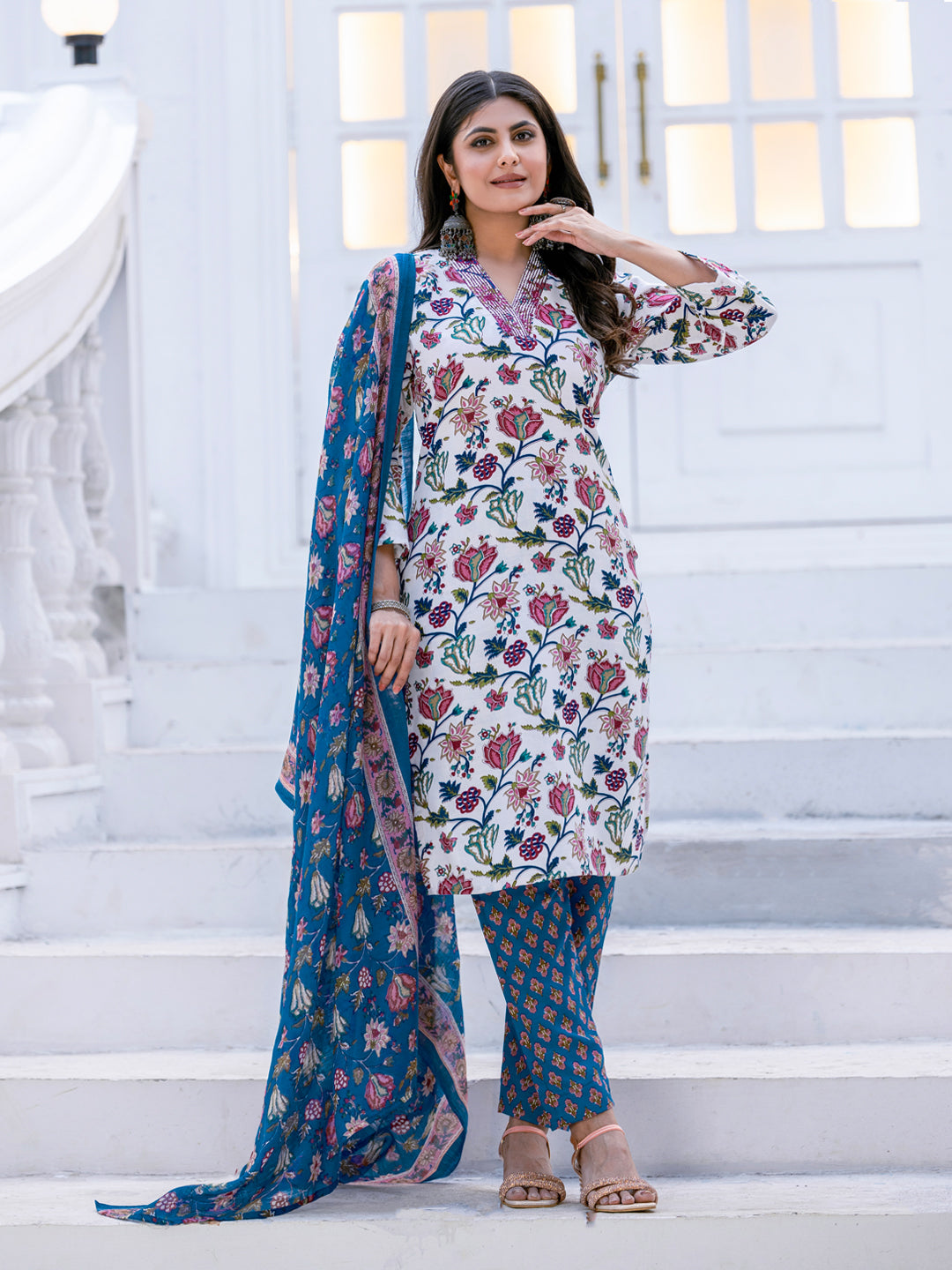Cotton Kurti Pant Dupatta Ensemble | Festive Edition | Ready to Wear