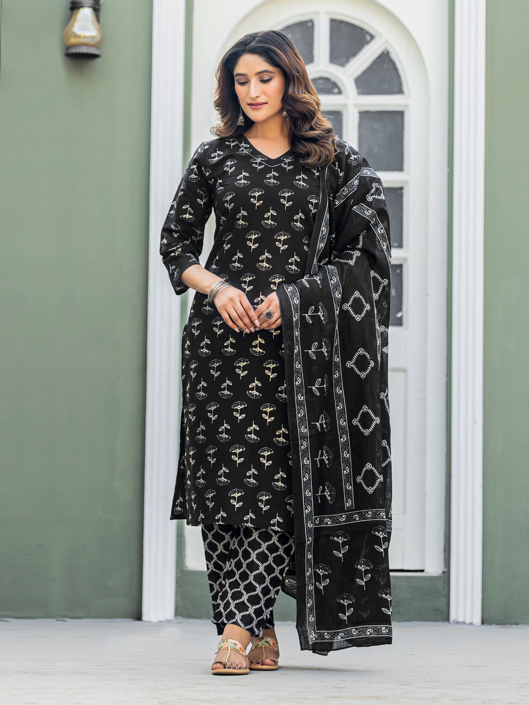 Festive Vibes Cotton Kurti Set | Pant And Dupatta | Ready to Wear