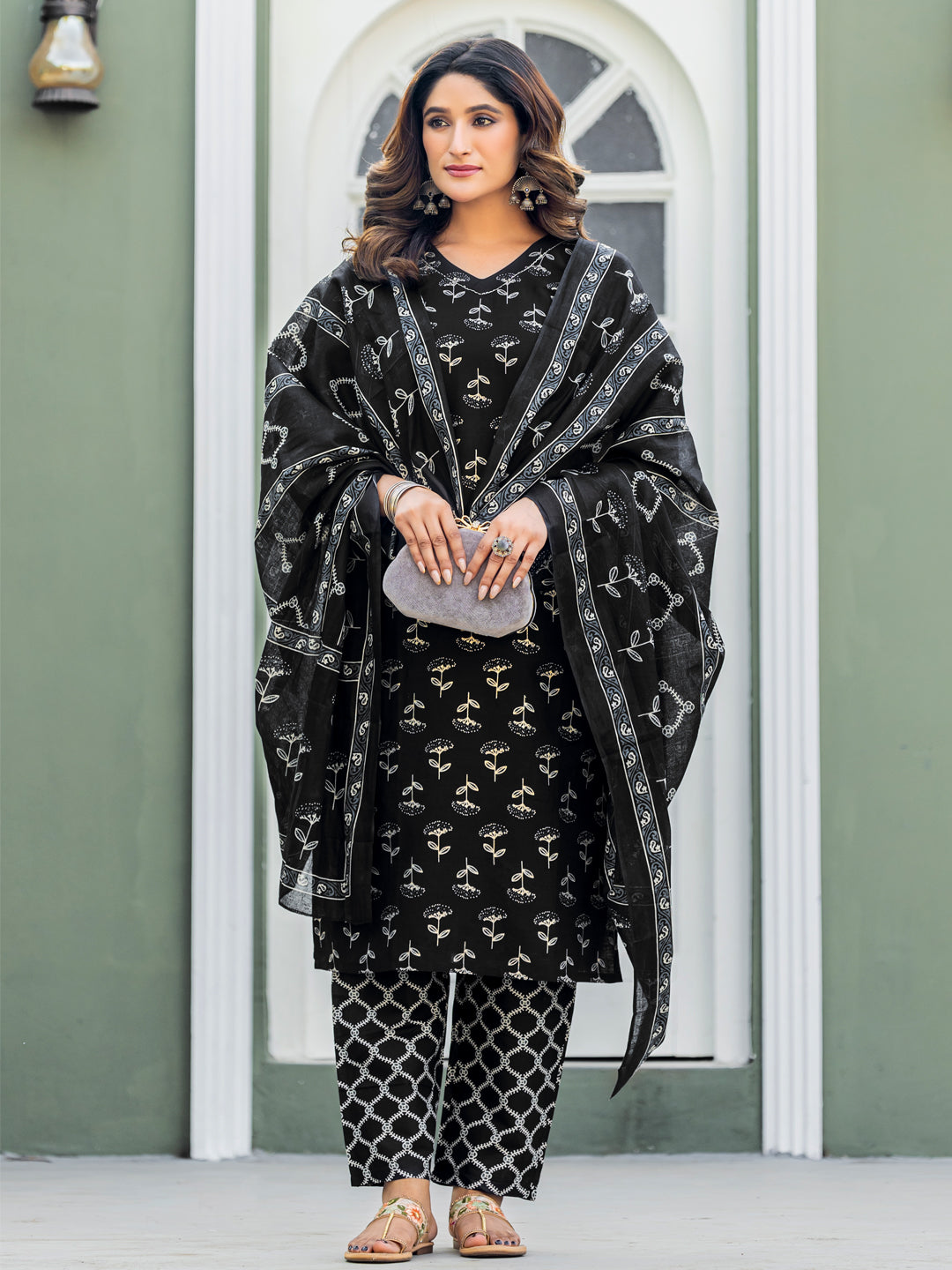 Festive Vibes Cotton Kurti Set | Pant And Dupatta | Ready to Wear