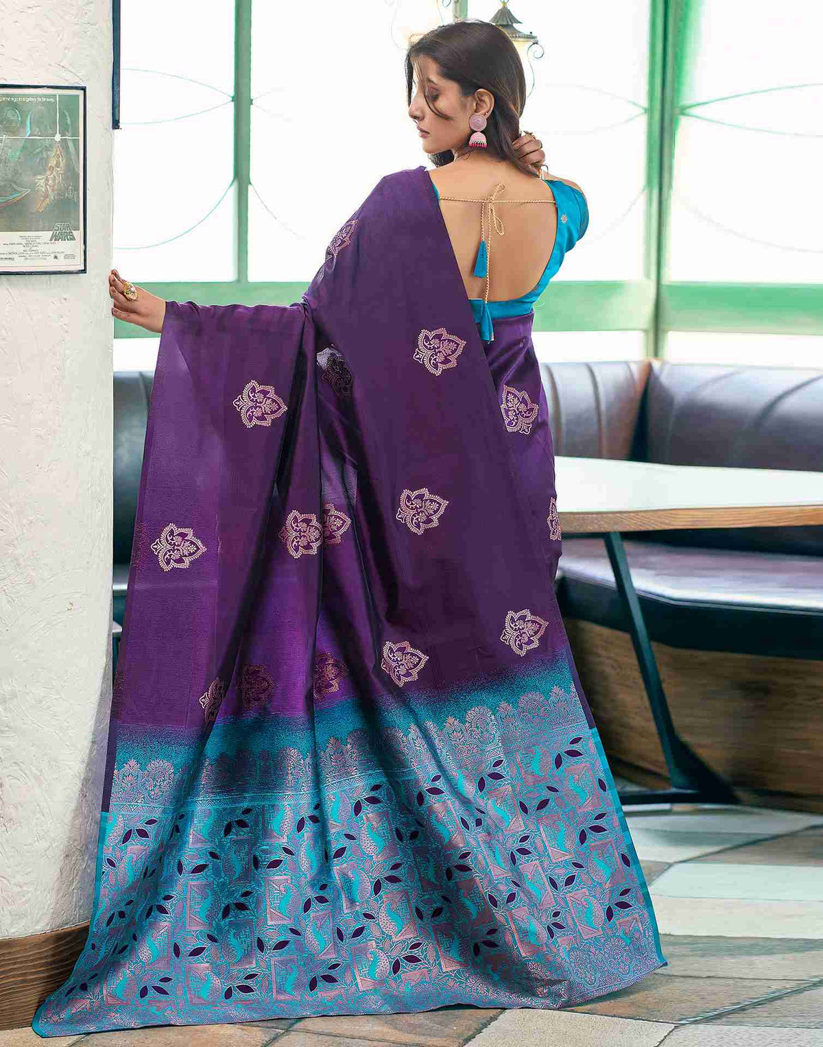Runglory Royal Rhapsody Purple and Blue Silk Saree-Minimum Qty -10 Pic