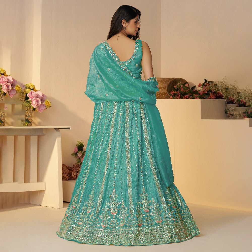 Pretty Pink Silk Intricate Paisley Motifs Traditional Embroidered Wedding Lehenga.-Minimum Qty -10 Pic