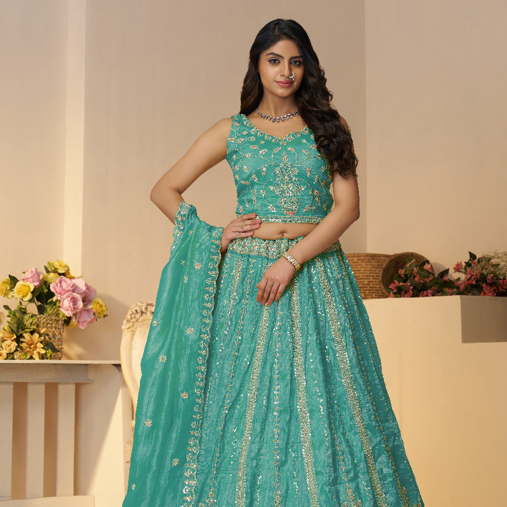 Pretty Pink Silk Intricate Paisley Motifs Traditional Embroidered Wedding Lehenga.-Minimum Qty -10 Pic