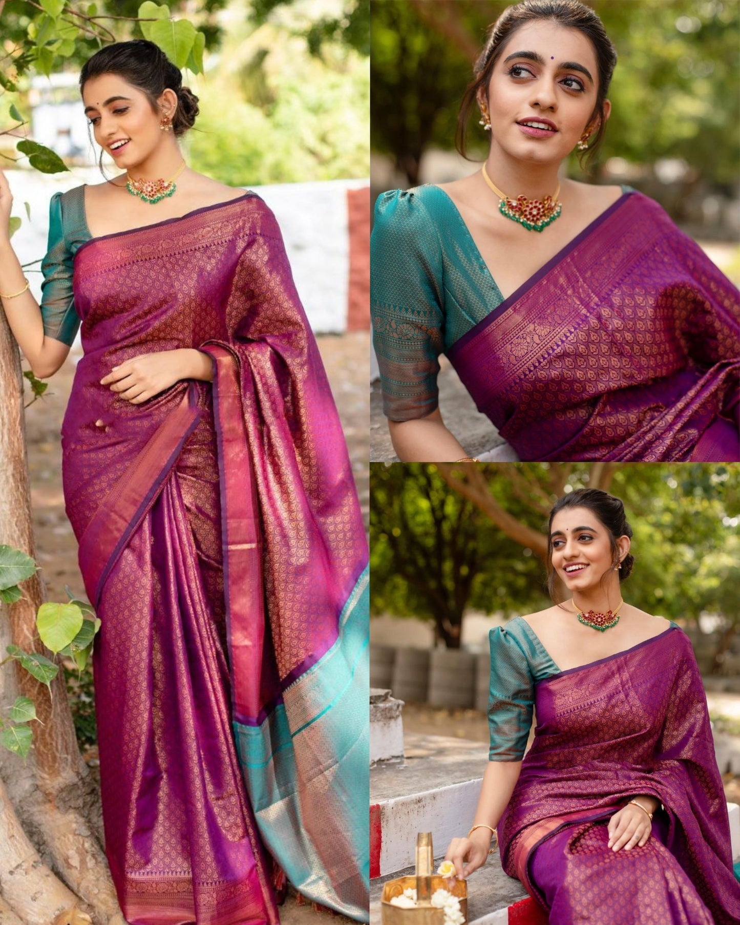 Runglory Royal Purple Banarasi Litchi Silk Saree-Minimum Qty -10 Pic