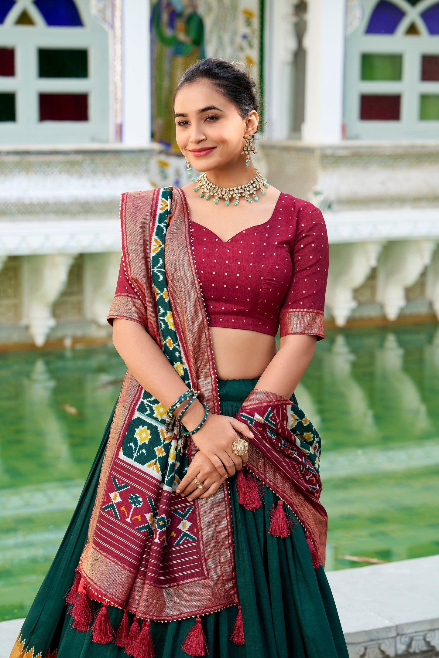 HeritageHue Lehenga Set - Foil-Touched Vintage Patola Elegance-Minimum Qty -10 Pic