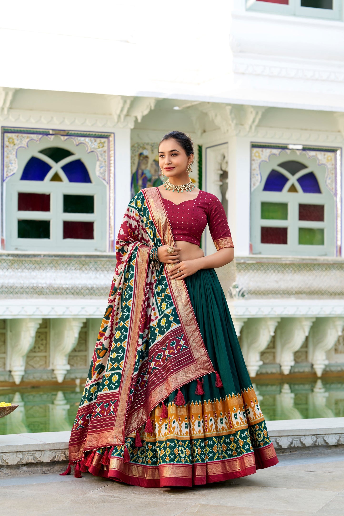 HeritageHue Lehenga Set - Foil-Touched Vintage Patola Elegance-Minimum Qty -10 Pic