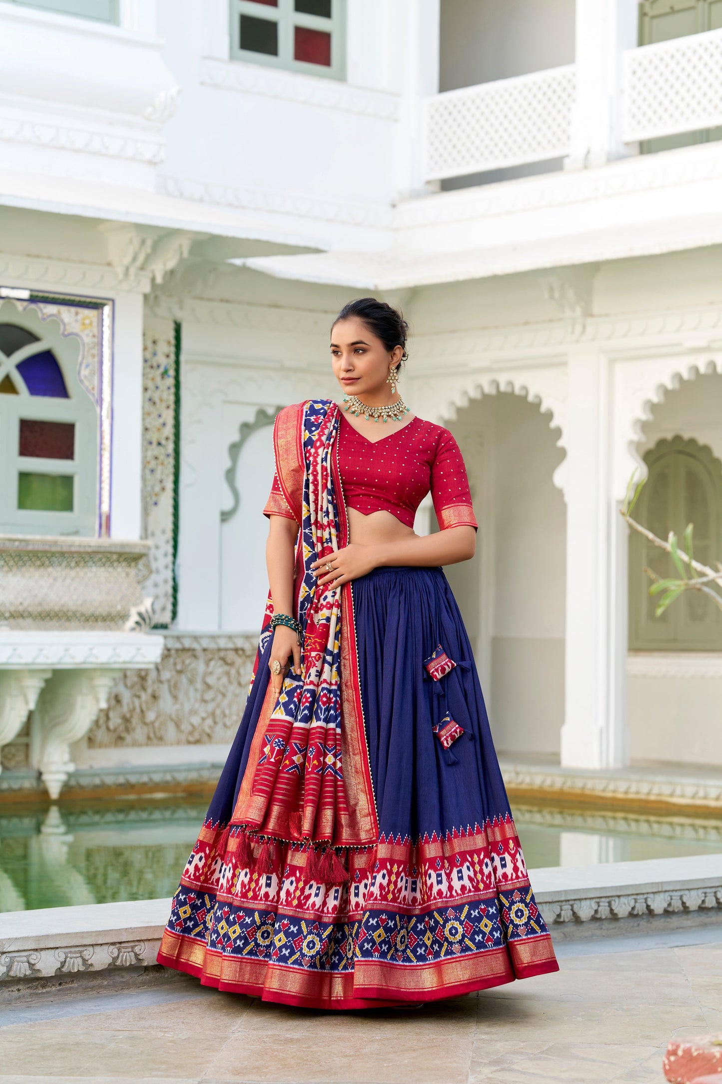 HeritageHue Lehenga Set - Foil-Touched Vintage Patola Elegance-Minimum Qty -10 Pic