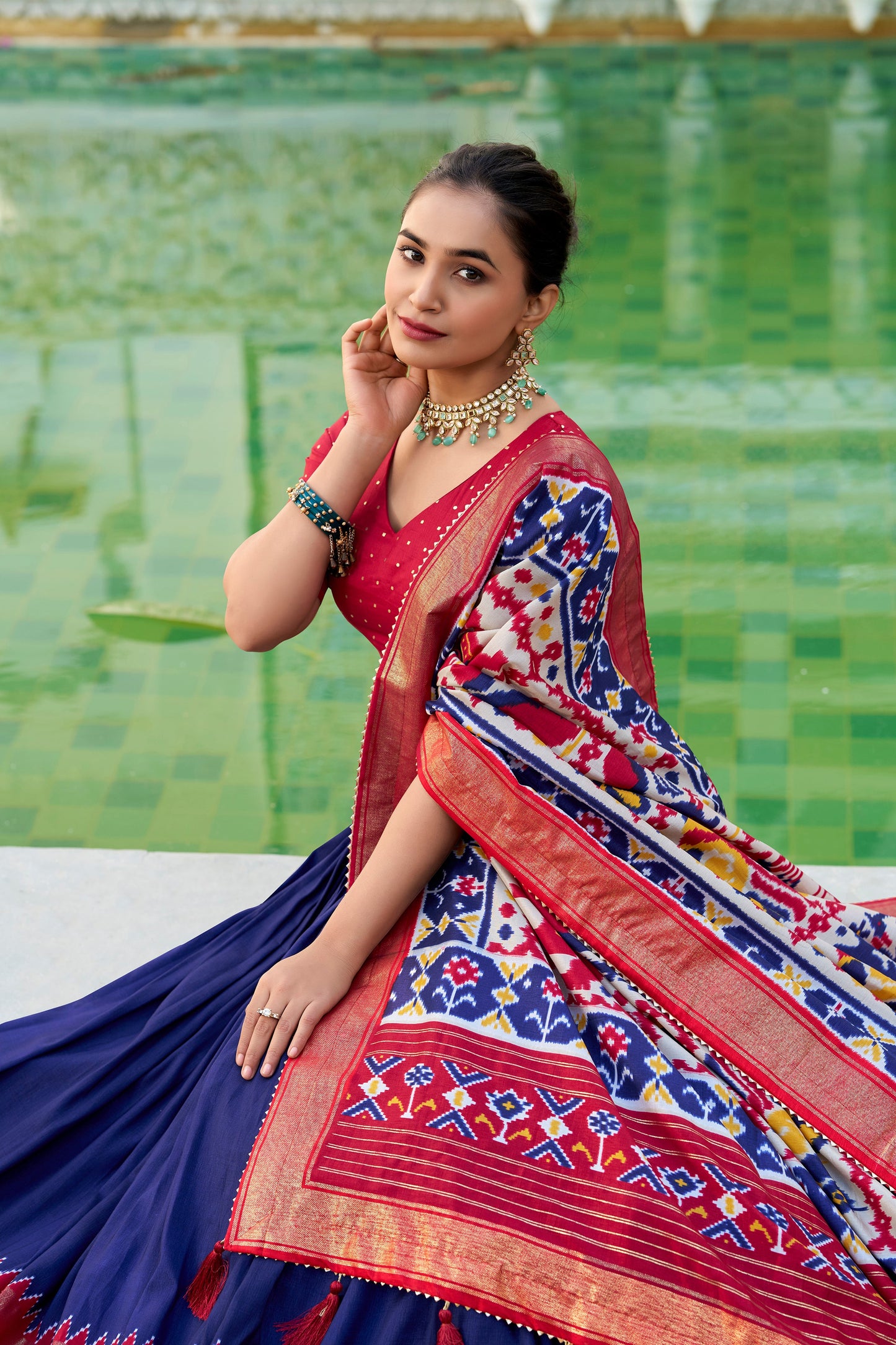 HeritageHue Lehenga Set - Foil-Touched Vintage Patola Elegance-Minimum Qty -10 Pic