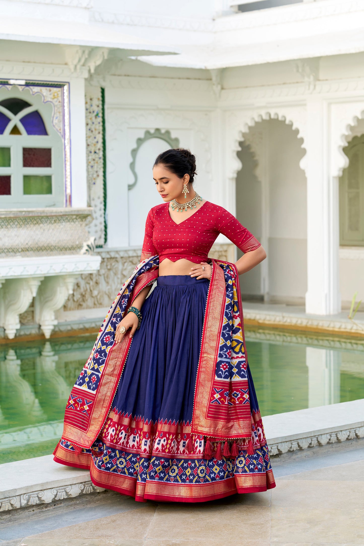 HeritageHue Lehenga Set - Foil-Touched Vintage Patola Elegance-Minimum Qty -10 Pic
