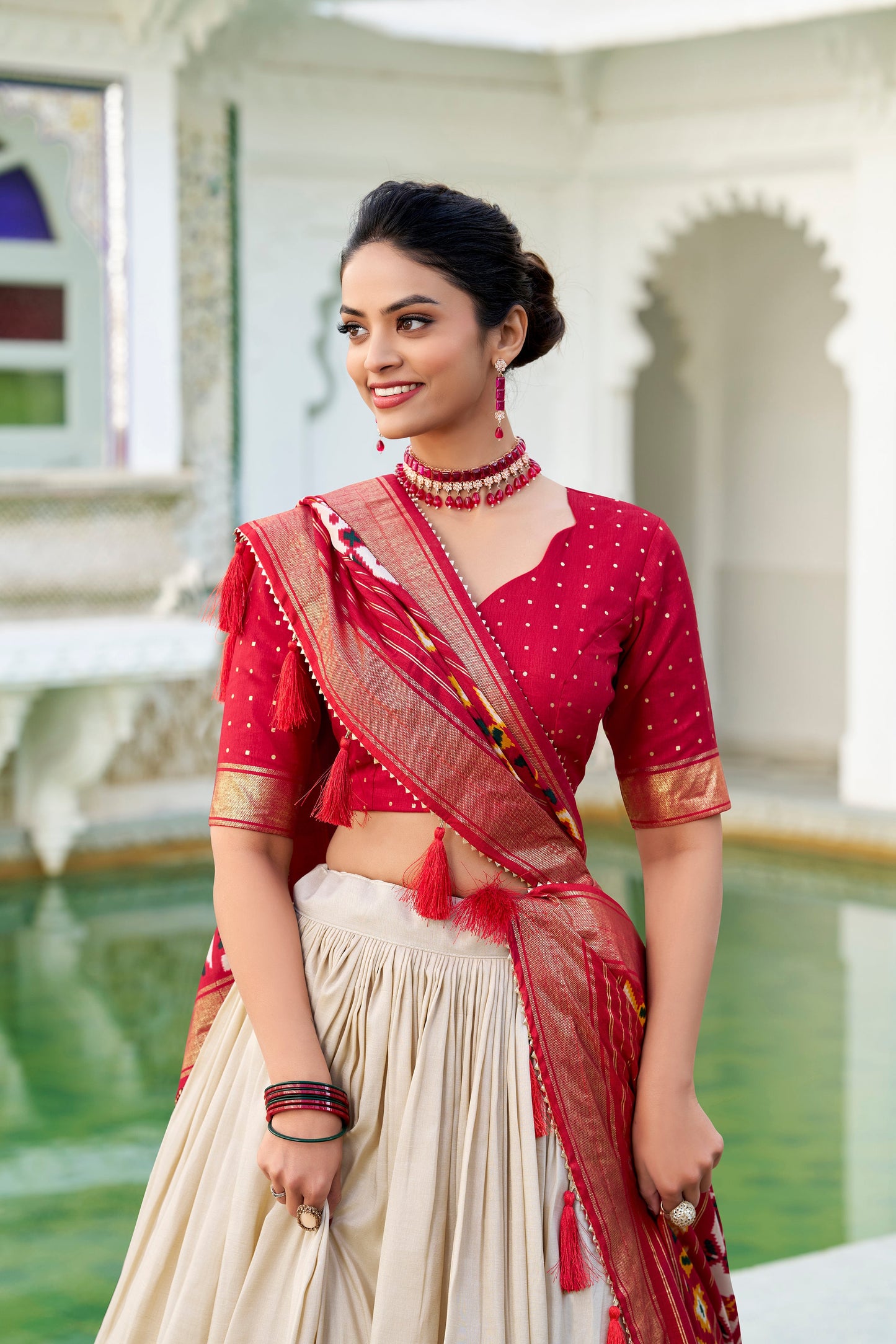 HeritageHue Lehenga Set - Foil-Touched Vintage Patola Elegance-Minimum Qty -10 Pic