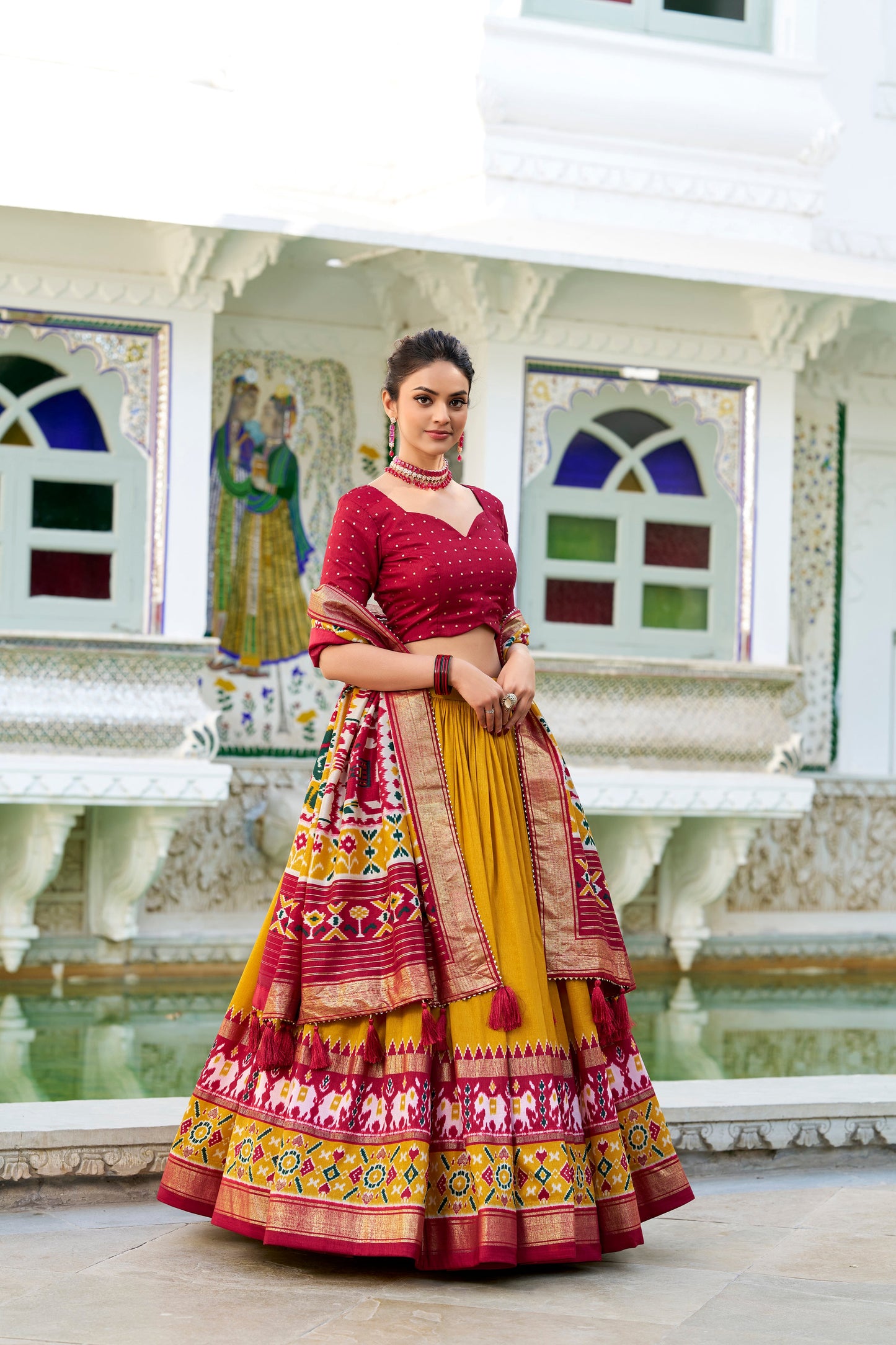 HeritageHue Lehenga Set - Foil-Touched Vintage Patola Elegance-Minimum Qty -10 Pic