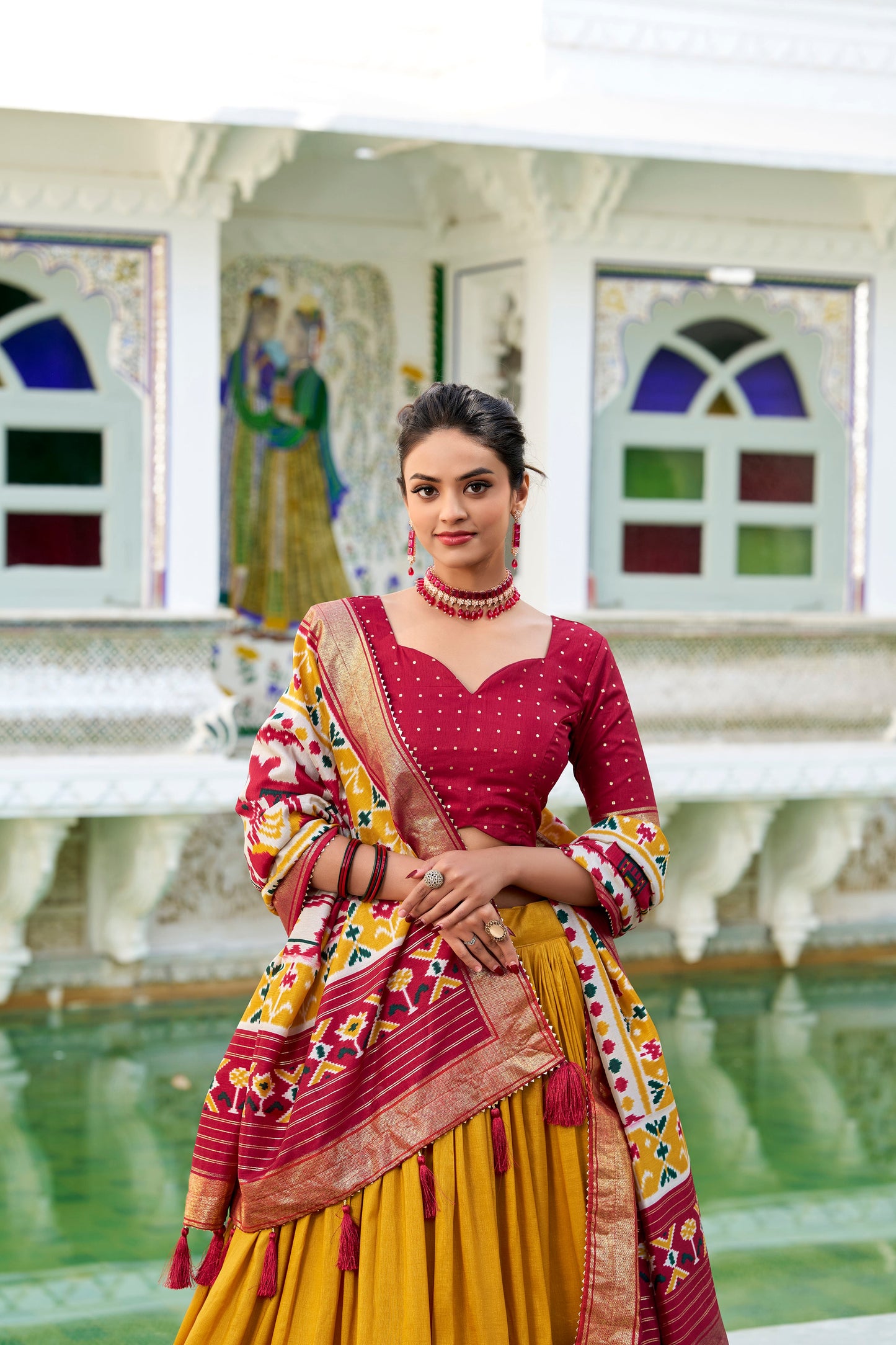 HeritageHue Lehenga Set - Foil-Touched Vintage Patola Elegance-Minimum Qty -10 Pic