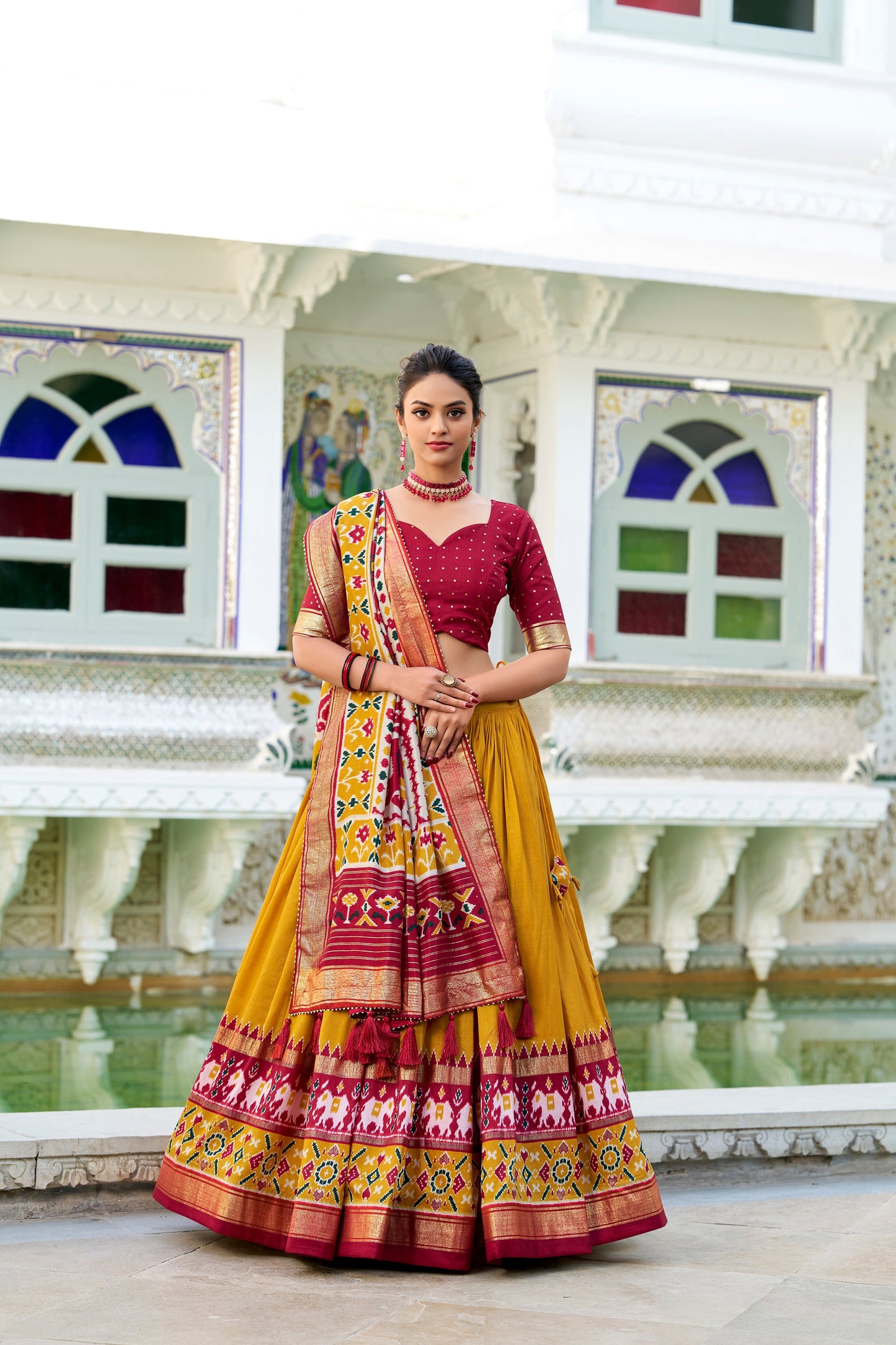 HeritageHue Lehenga Set - Foil-Touched Vintage Patola Elegance-Minimum Qty -10 Pic