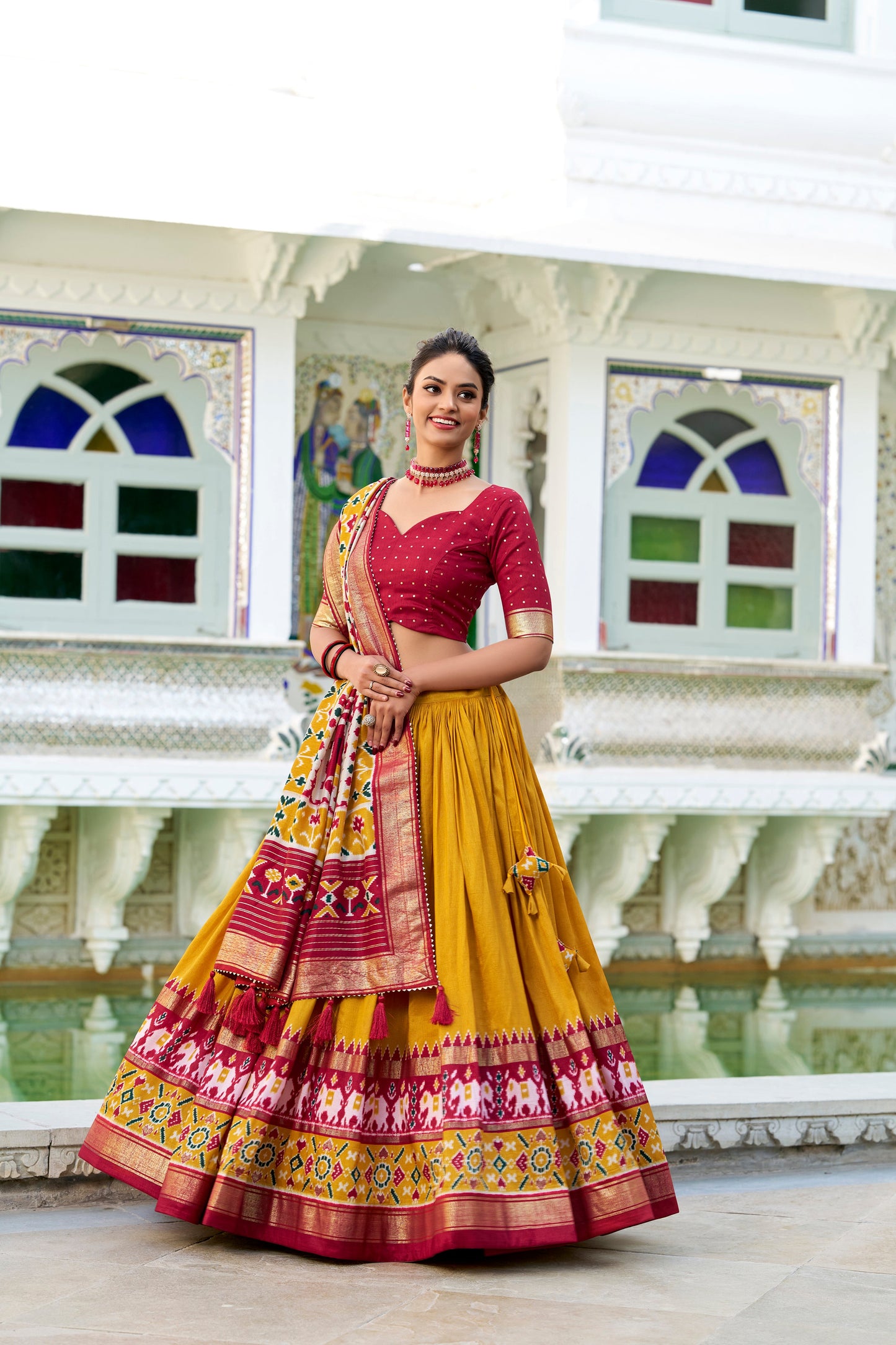 HeritageHue Lehenga Set - Foil-Touched Vintage Patola Elegance-Minimum Qty -10 Pic