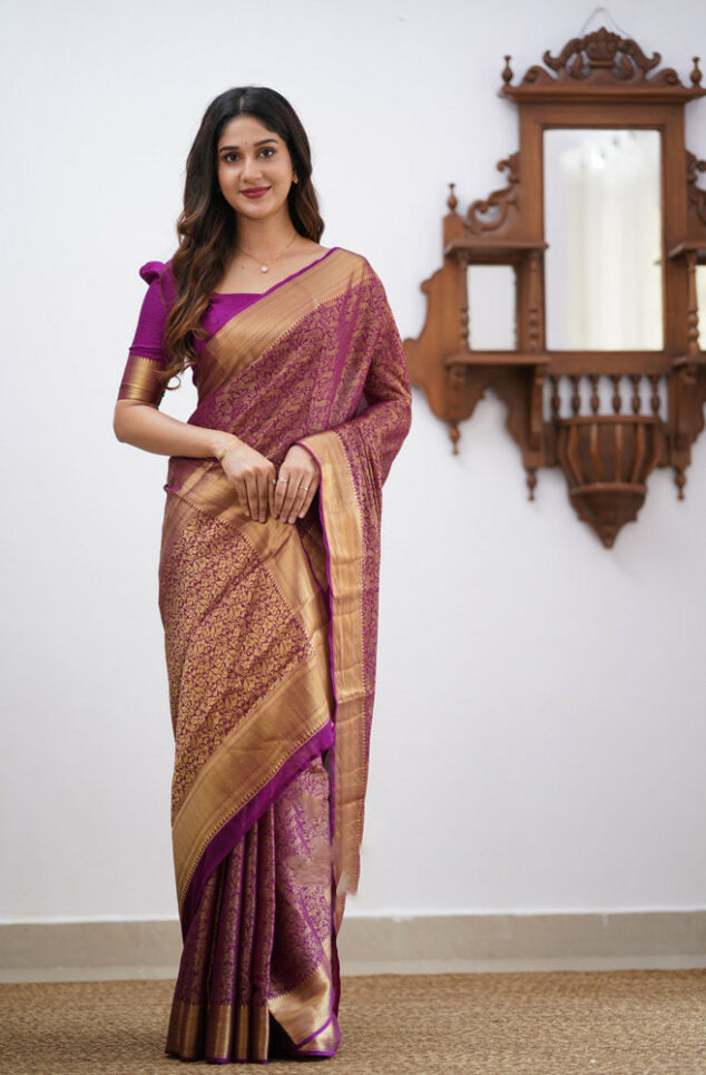 Banarasi Royale: Rich Banarasi Silk Saree with Seamless Jacquard Weave