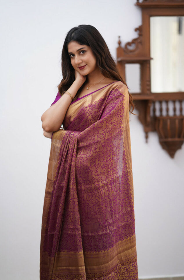 Banarasi Royale: Rich Banarasi Silk Saree with Seamless Jacquard Weave