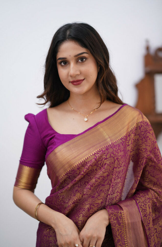 Banarasi Royale: Rich Banarasi Silk Saree with Seamless Jacquard Weave