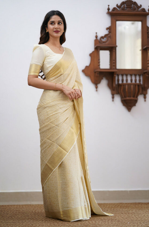 Banarasi Royale: Rich Banarasi Silk Saree with Seamless Jacquard Weave