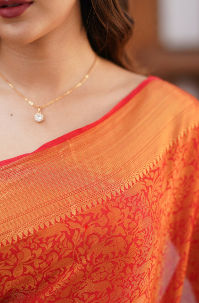 Banarasi Royale: Rich Banarasi Silk Saree with Seamless Jacquard Weave