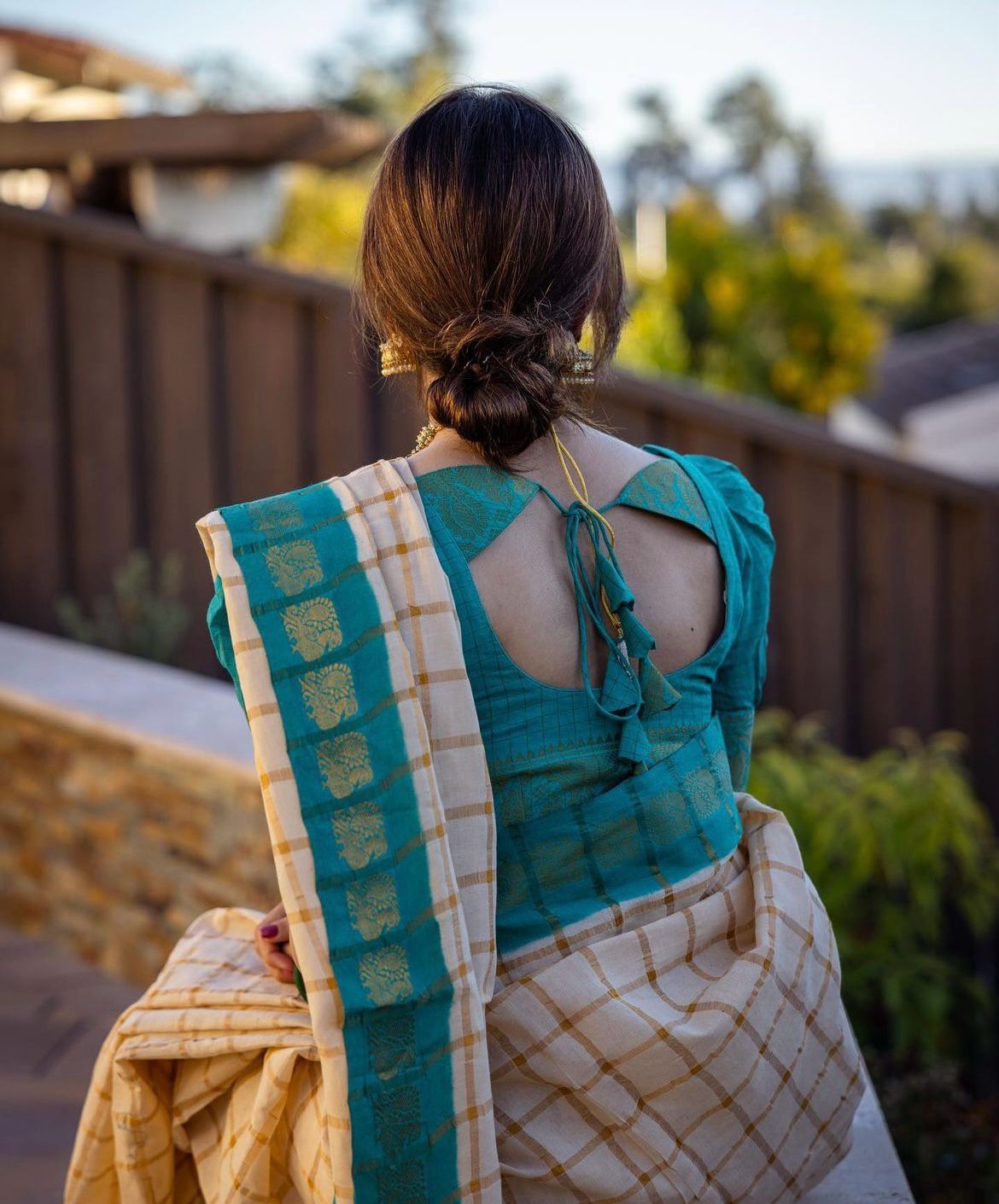 ZariChakra: Banarasi Silk Saree with Golden Check Pattern And Festive Luxe-Minimum Qty -10 Pic