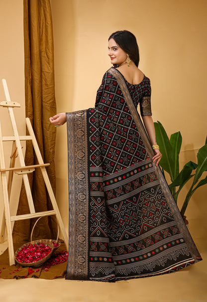 Runglory Elegant Bandhani Design Saree in Black Dola Silk-Minimum Qty -10 Pic