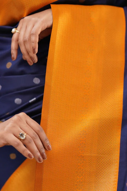 GoldEdge: Banarasi Silk Saree with Copper Zari And Statement Jacquard Border