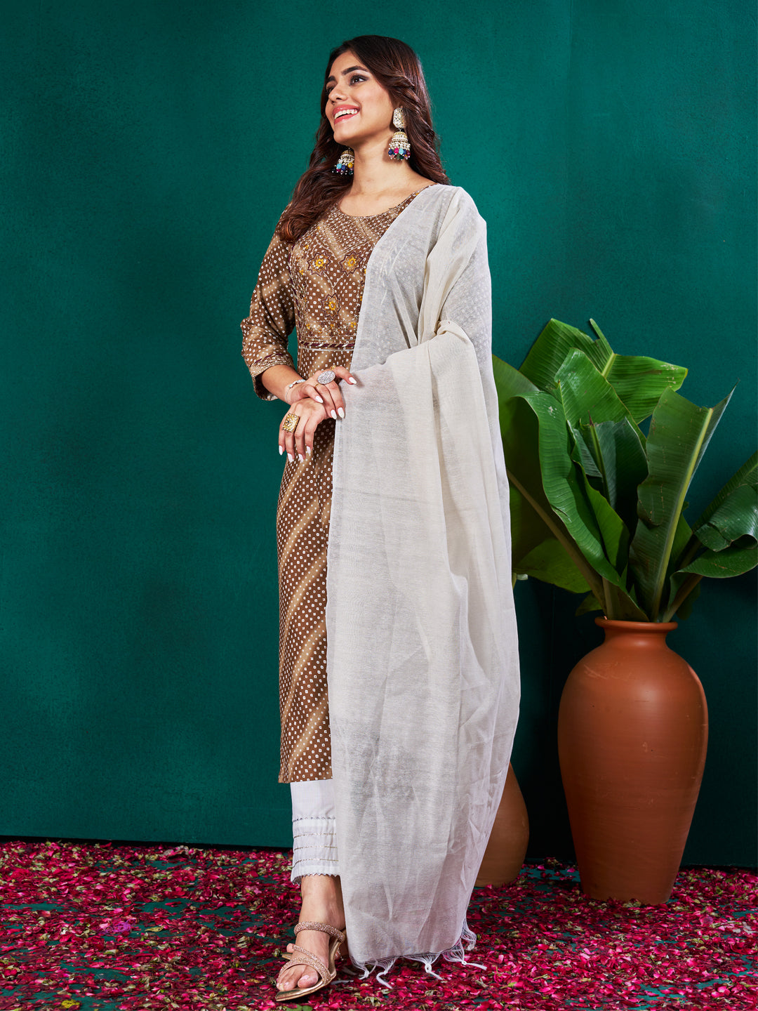 Elegant Kurti with Pants and Designer Dupatta - Ready to Wear