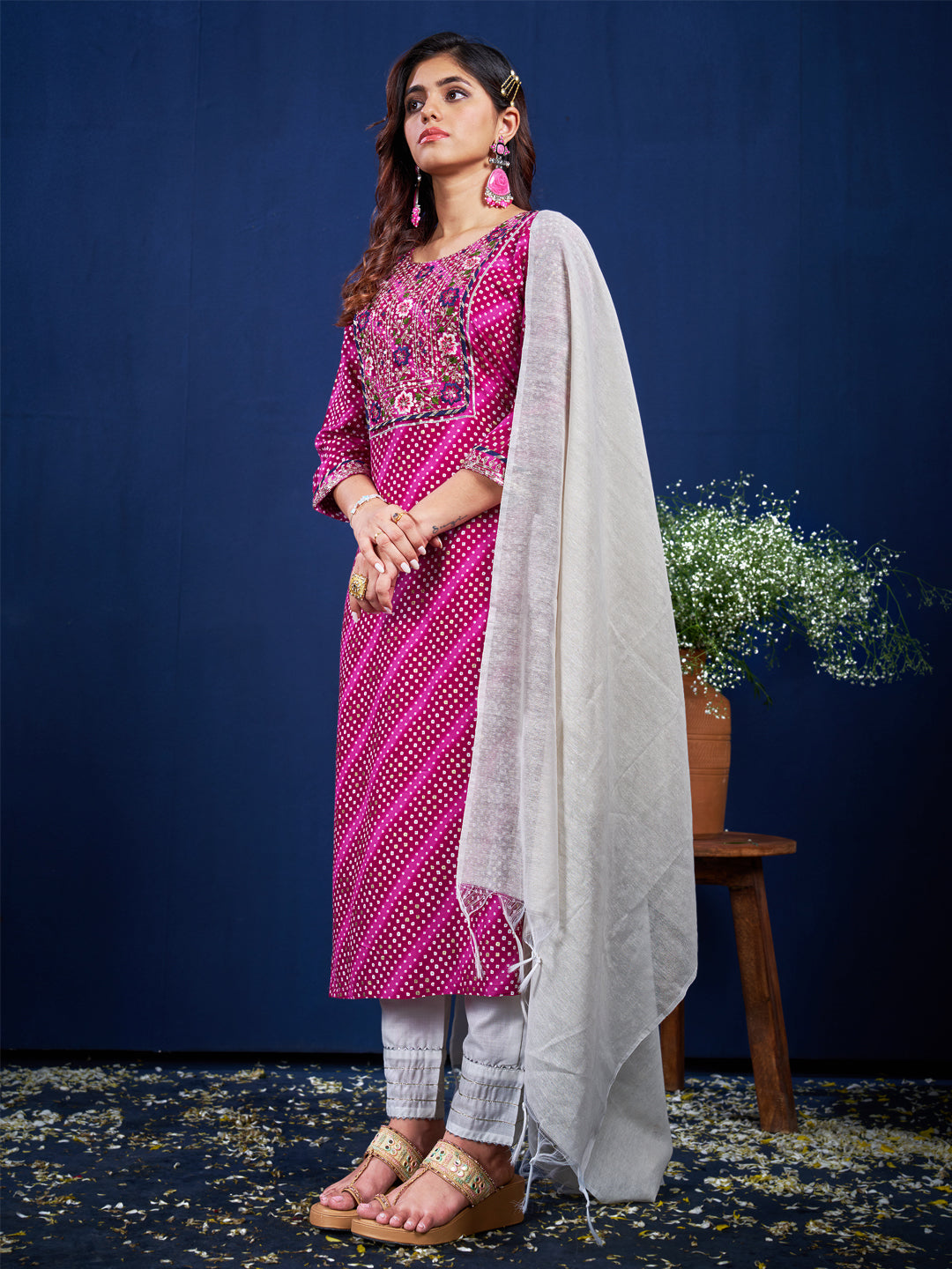 Kurti Pant Dupatta Set - Fully Stitched And Fancy Look