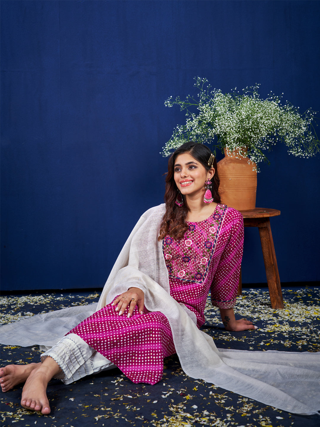 Kurti Pant Dupatta Set - Fully Stitched And Fancy Look