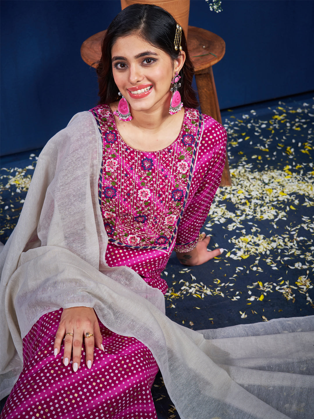 Kurti Pant Dupatta Set - Fully Stitched And Fancy Look