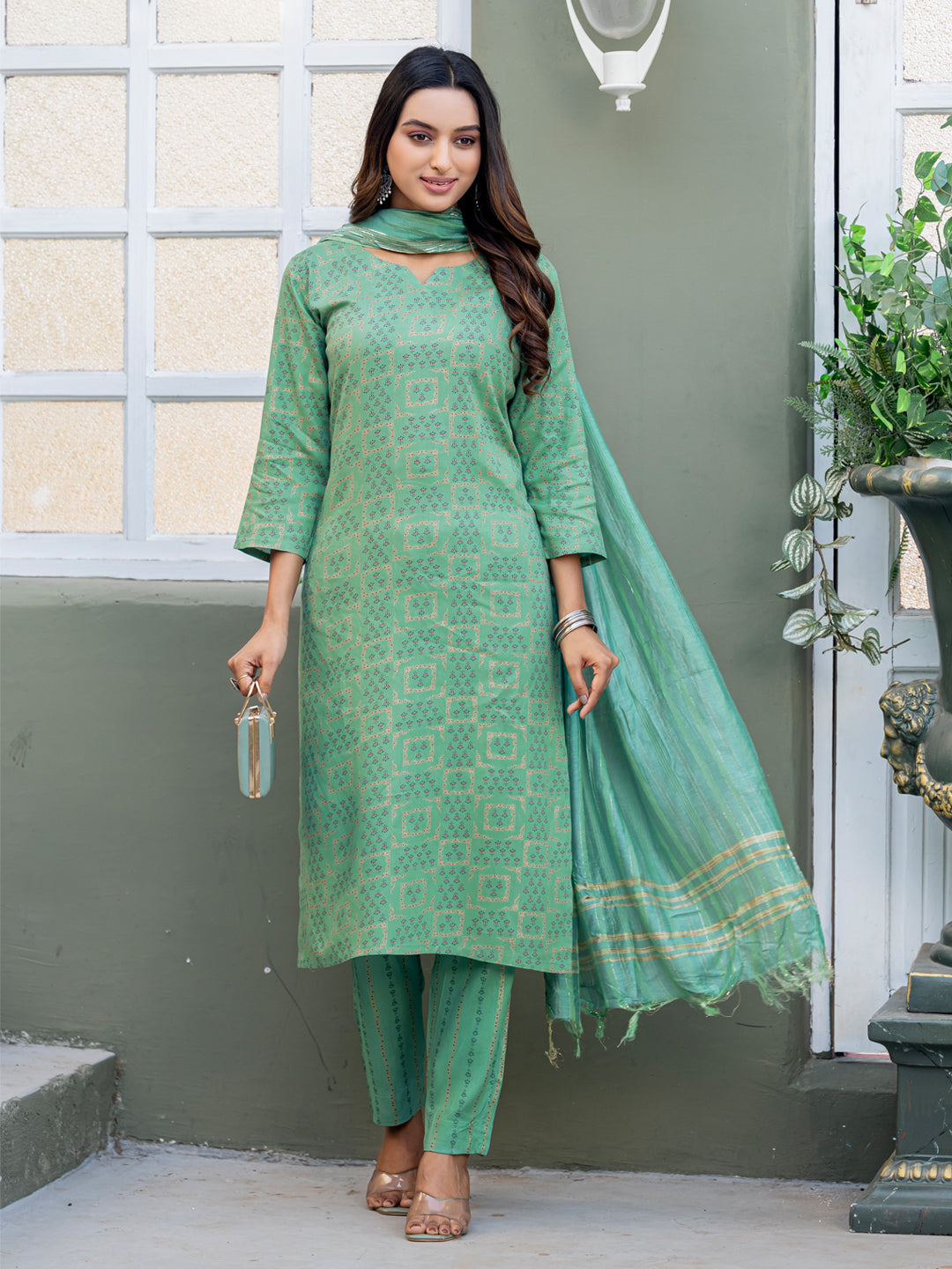 Partywear Kurti Pant with Fancy Dupatta - Premium Ethnic Set