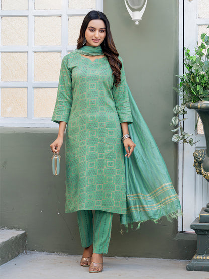 Partywear Kurti Pant with Fancy Dupatta - Premium Ethnic Set