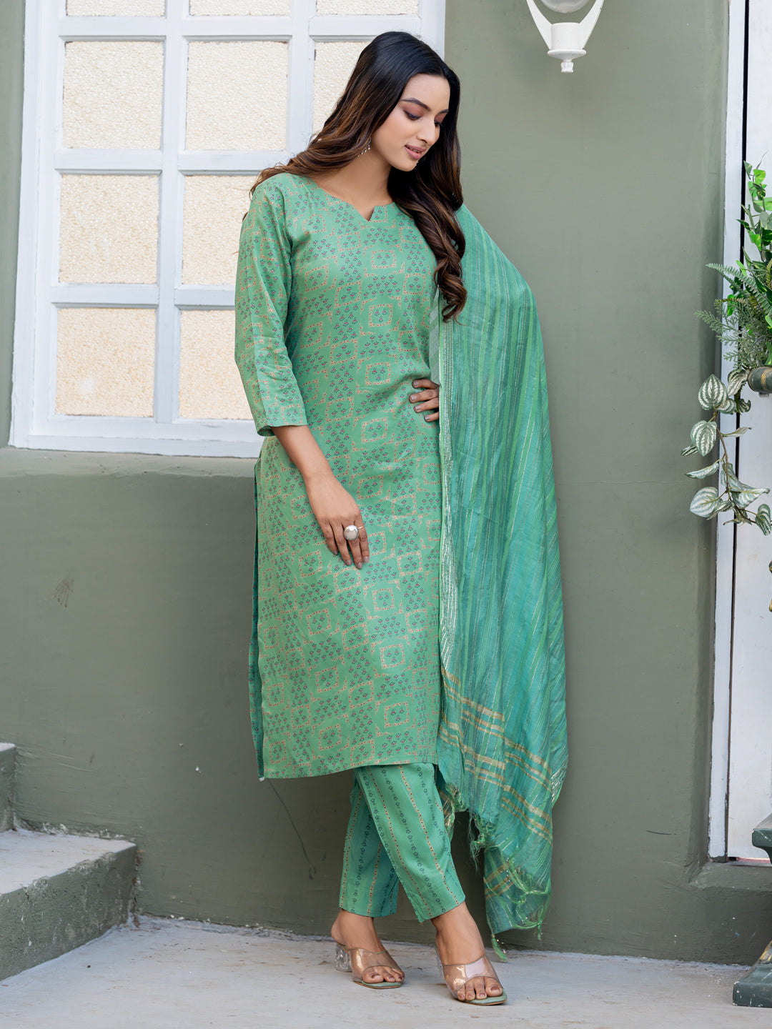 Partywear Kurti Pant with Fancy Dupatta - Premium Ethnic Set