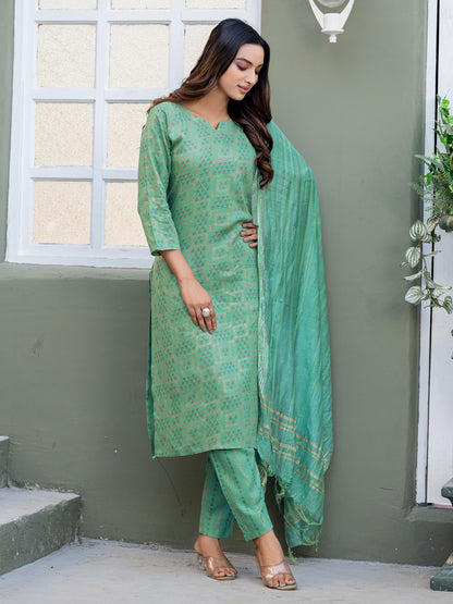 Partywear Kurti Pant with Fancy Dupatta - Premium Ethnic Set