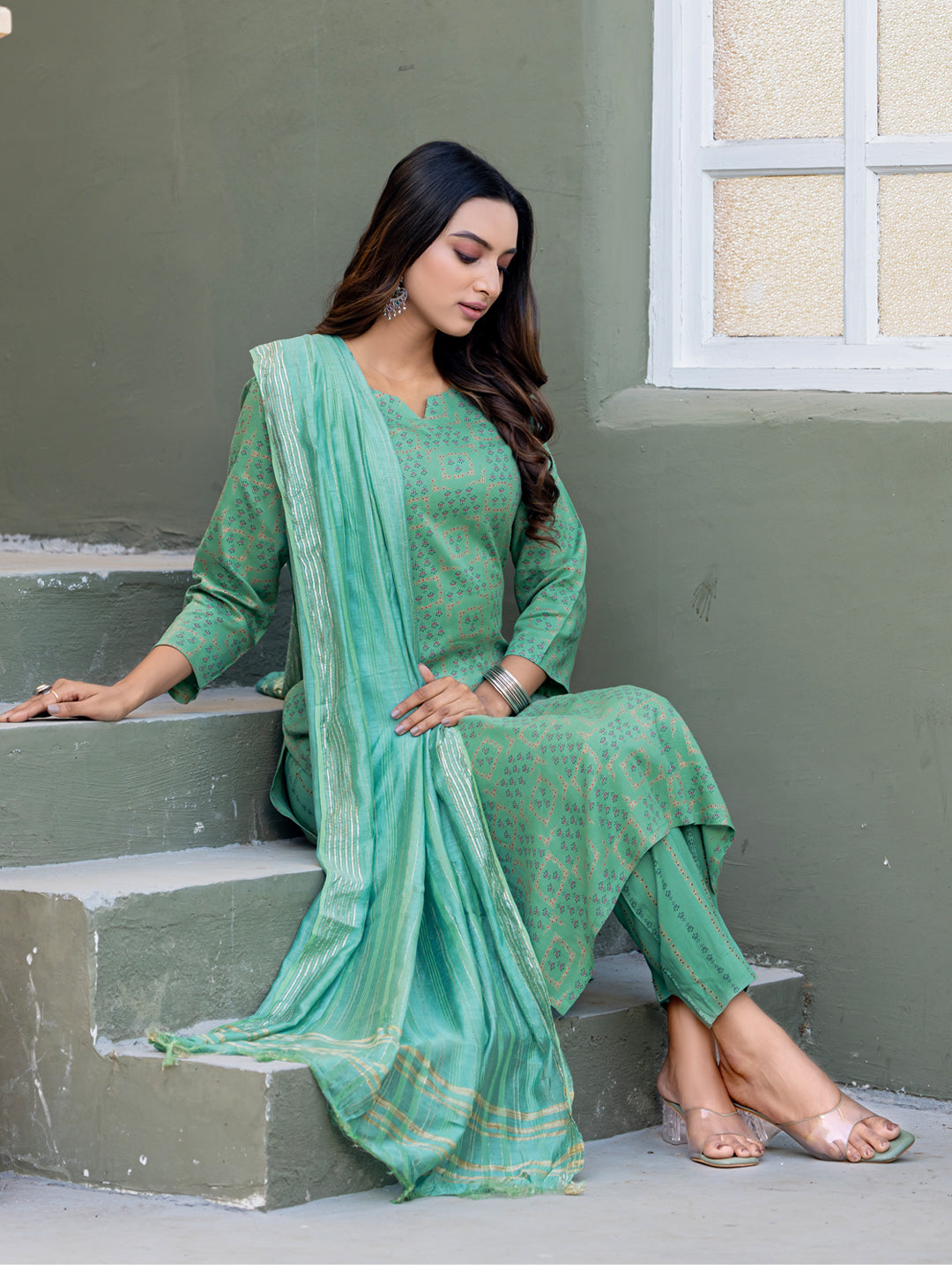 Partywear Kurti Pant with Fancy Dupatta - Premium Ethnic Set