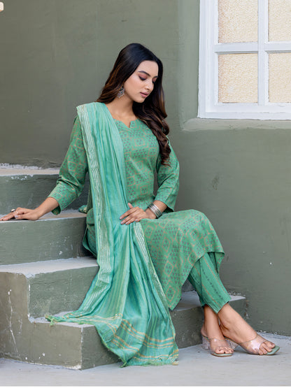 Partywear Kurti Pant with Fancy Dupatta - Premium Ethnic Set