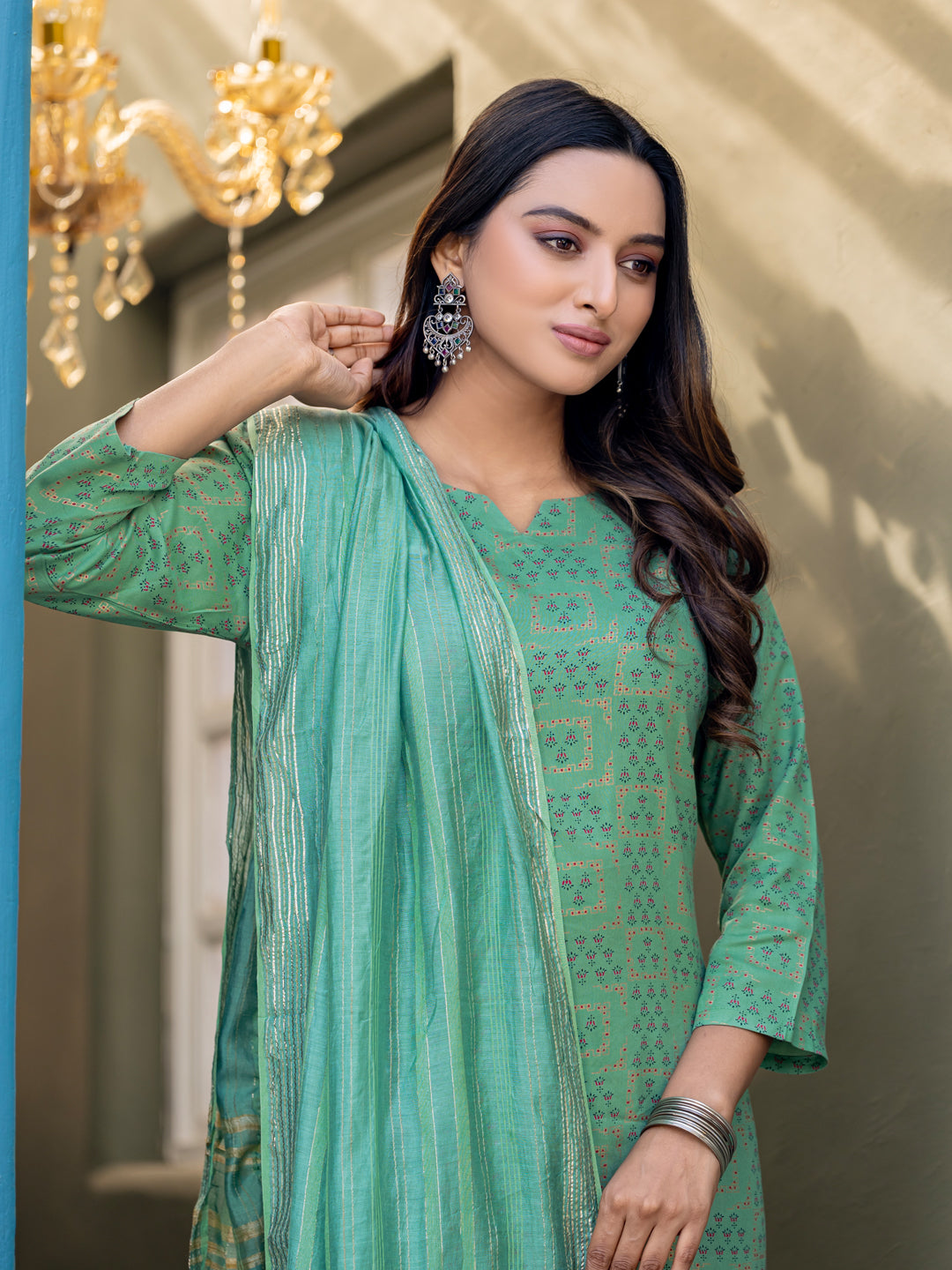 Partywear Kurti Pant with Fancy Dupatta - Premium Ethnic Set