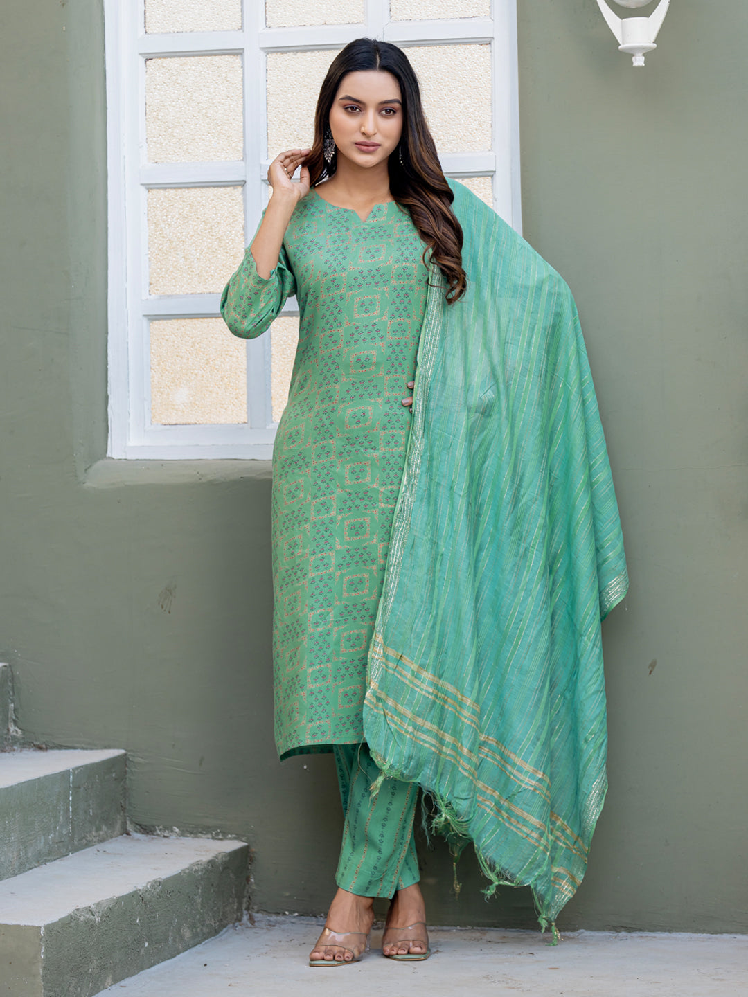 Partywear Kurti Pant with Fancy Dupatta - Premium Ethnic Set