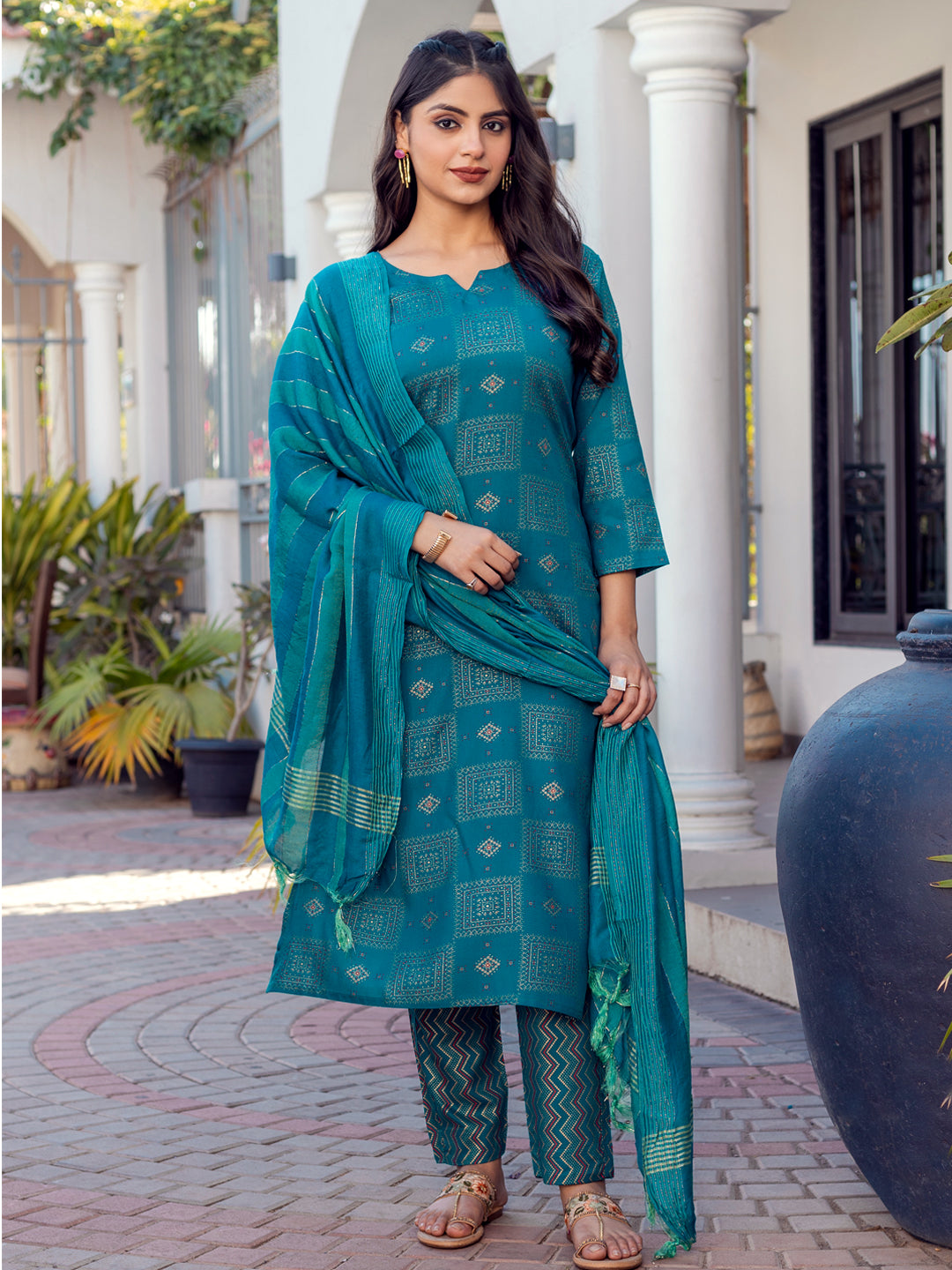 Women’s Fully Stitched Kurti Pant Set with Fancy Dupatta