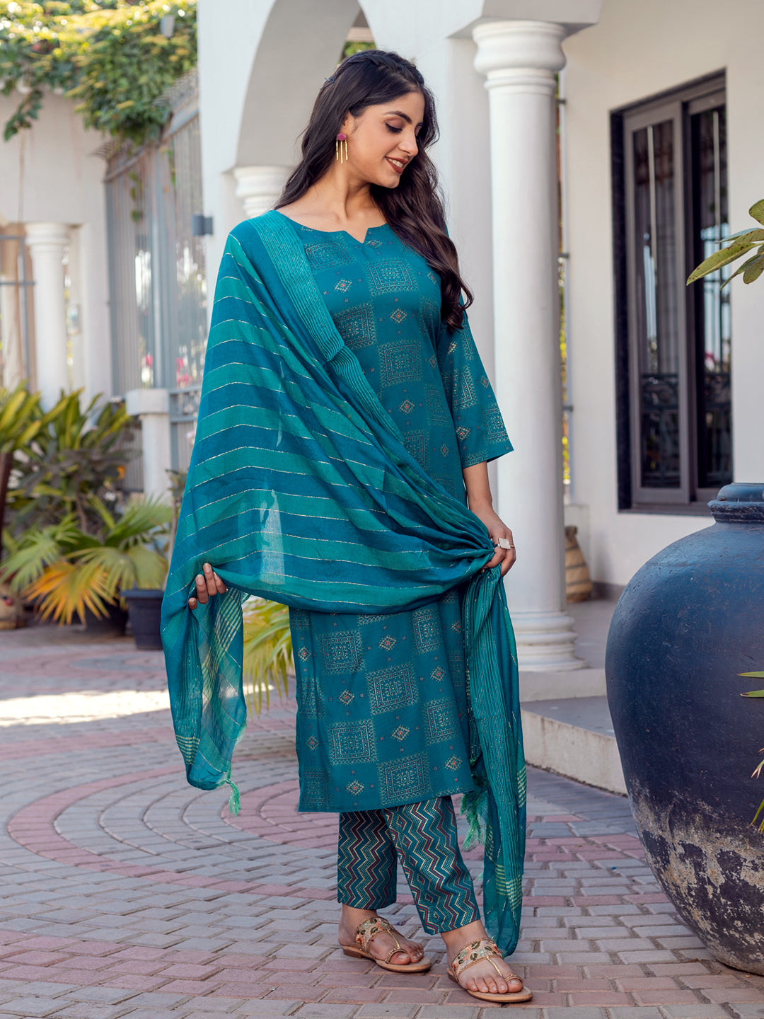 Women’s Fully Stitched Kurti Pant Set with Fancy Dupatta